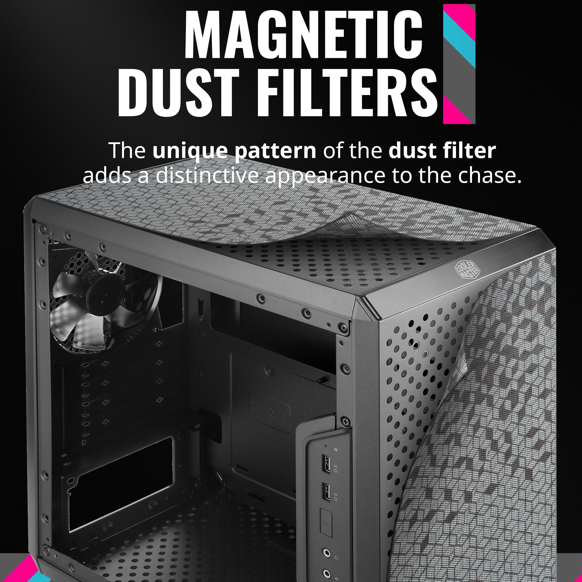 Cooler Master Masterbox Q300L Micro Atx Tower With Magnetic Design Dust Filter, Transparent Acrylic Side Panel, Adjustable Io &