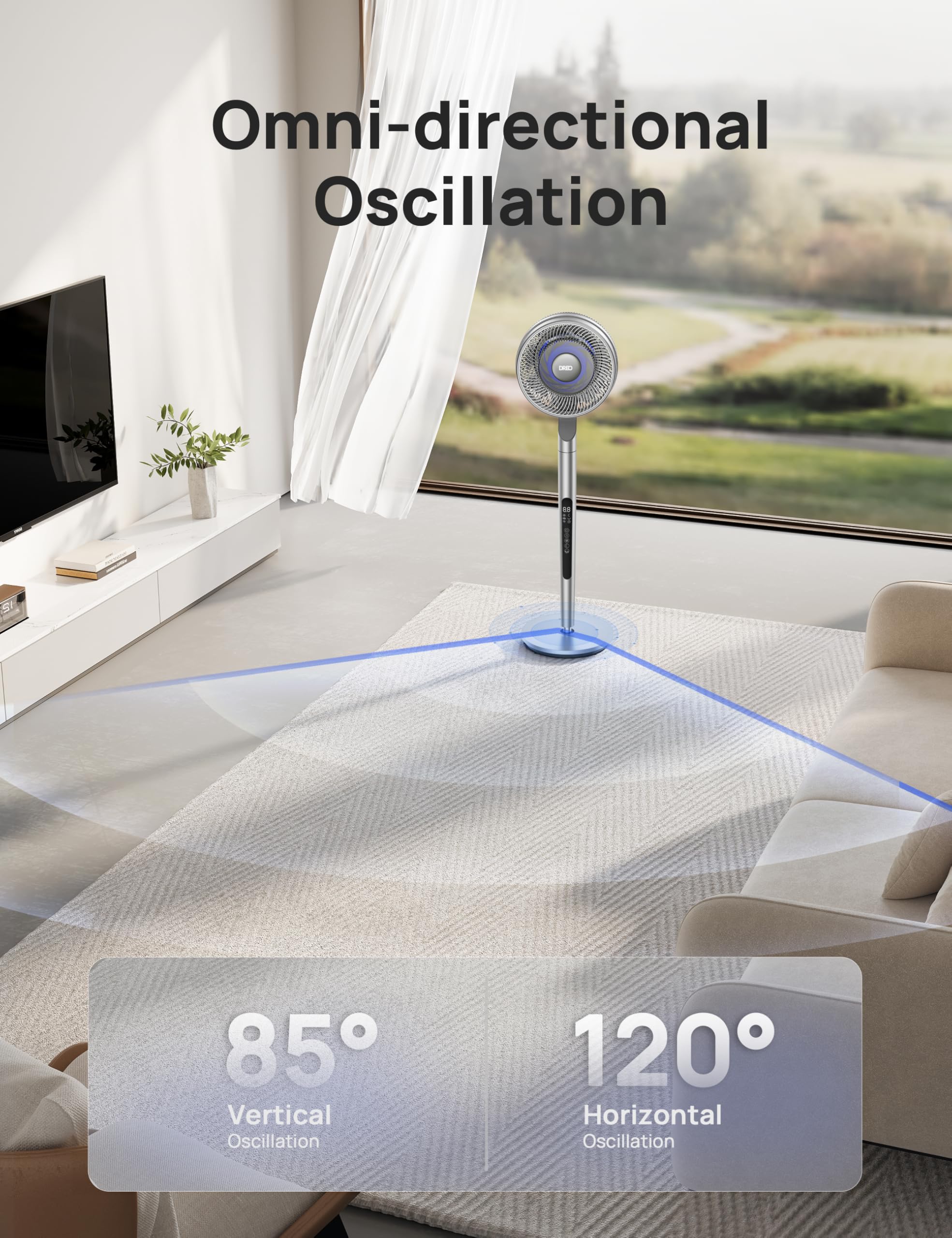 Dreo Smart Pedestal Fan For Bedroom, Wi Fi/Voice/Alexa Control, 6 Modes,10 Speeds, 12H Timer, 23Db Dc Quiet Circulator Fan, 120+