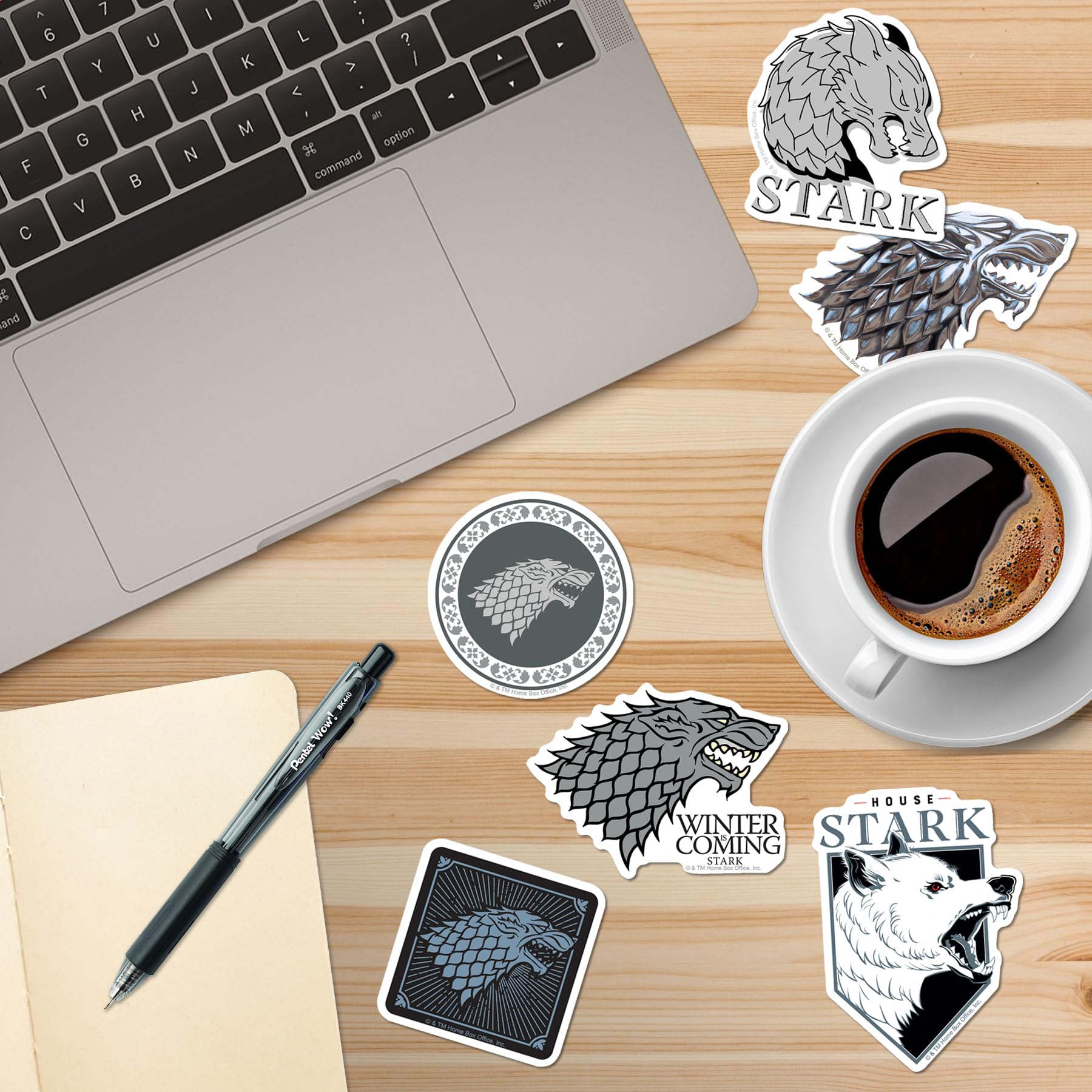 GRAPHICS & MORE Game of Thrones House Stark Vinyl Sticker Pack - 50ct for Laptop, Water Bottle, Scrapbooking, Indoor/Outdoor