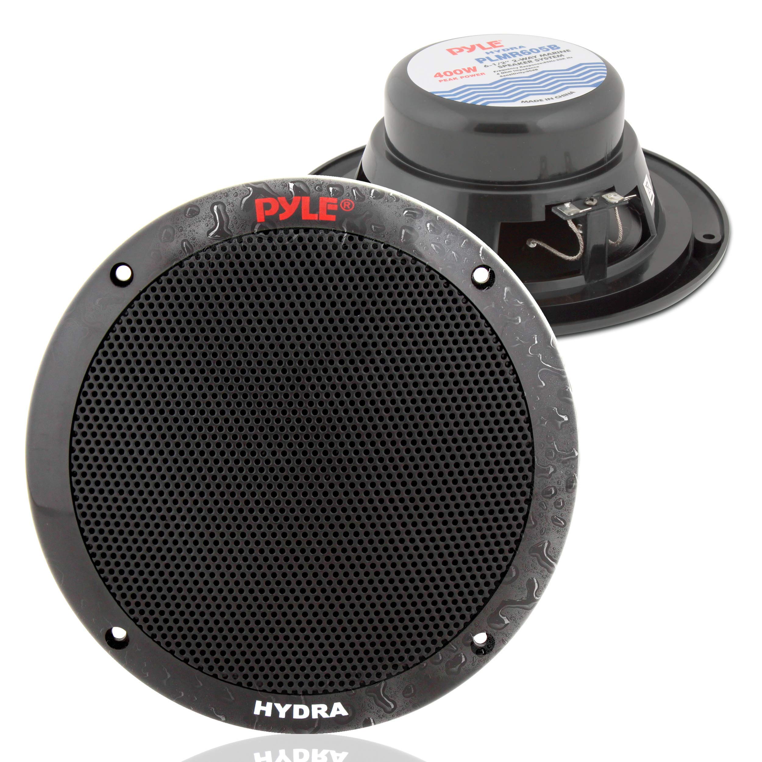Pyle 6.5 Inch Dual Marine Speakers - 2 Way Waterproof and Weather Resistant Outdoor Audio Stereo Sound System with 400 Watt Powe