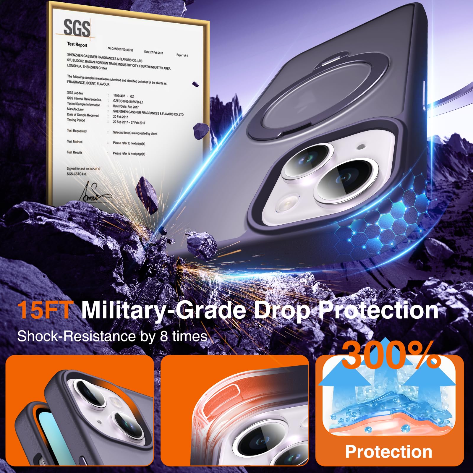 Chicfun 360 O-Ring Magstander For Iphone 15 Case With Magnetic Kickstand Ring Holder [Compatible With Magsafe][360Rotate Stand R