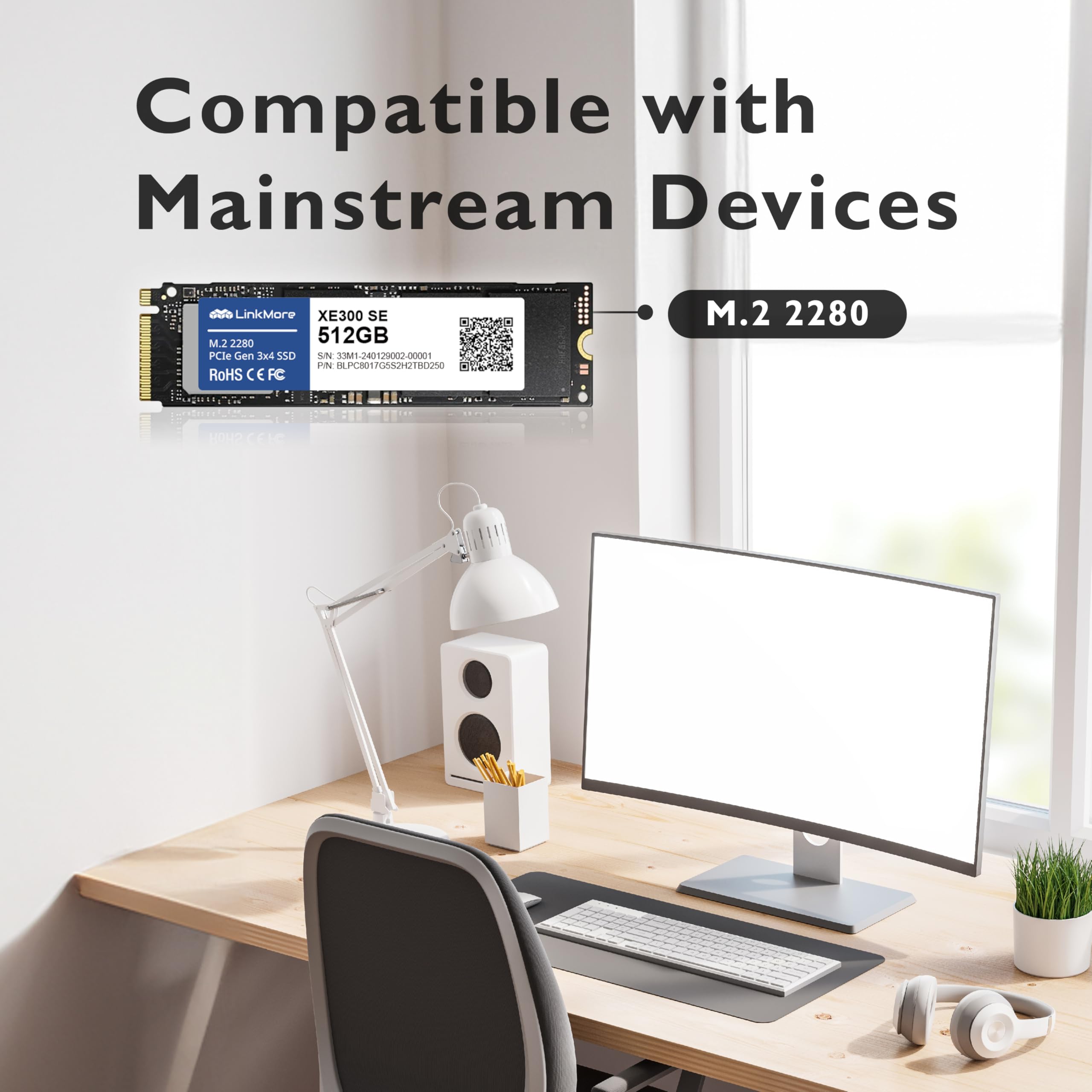 Linkmore Xe300 Se 512Gb Pcie Gen3 Nvme M.2 2280 Internal Solid State Drive, Gen3.0X4 Read Speed Up To 2100Mb/S For Latop And Pc