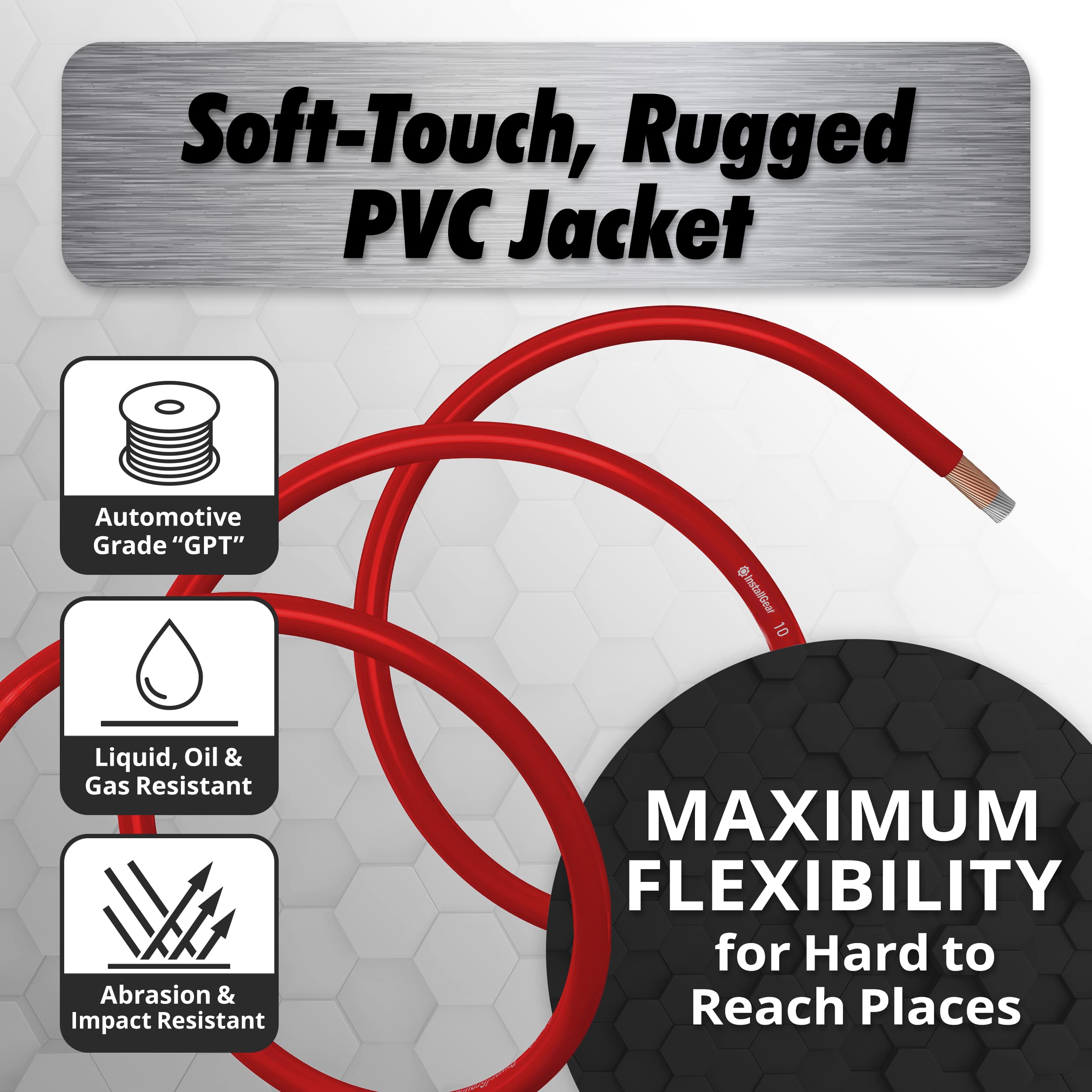 Installgear 10 Gauge Wire (25Ft) Copper Clad Aluminum Caa   Automotive Wire, Car Amplifier Power & Ground Cable, Battery Cable,