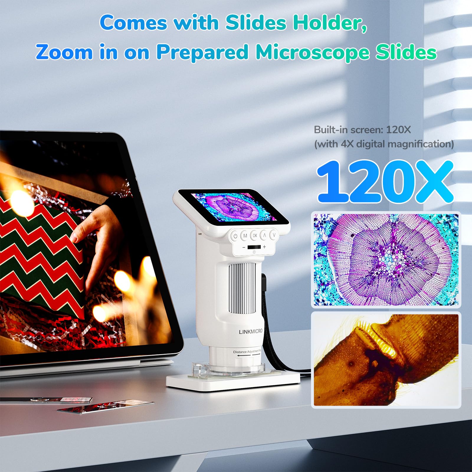 Lm013 Microscope For Kids Adults, Portable Microscope Science Kit For Kids 8 12, Handheld Pocket Mini Kids Microscope With 2.8''