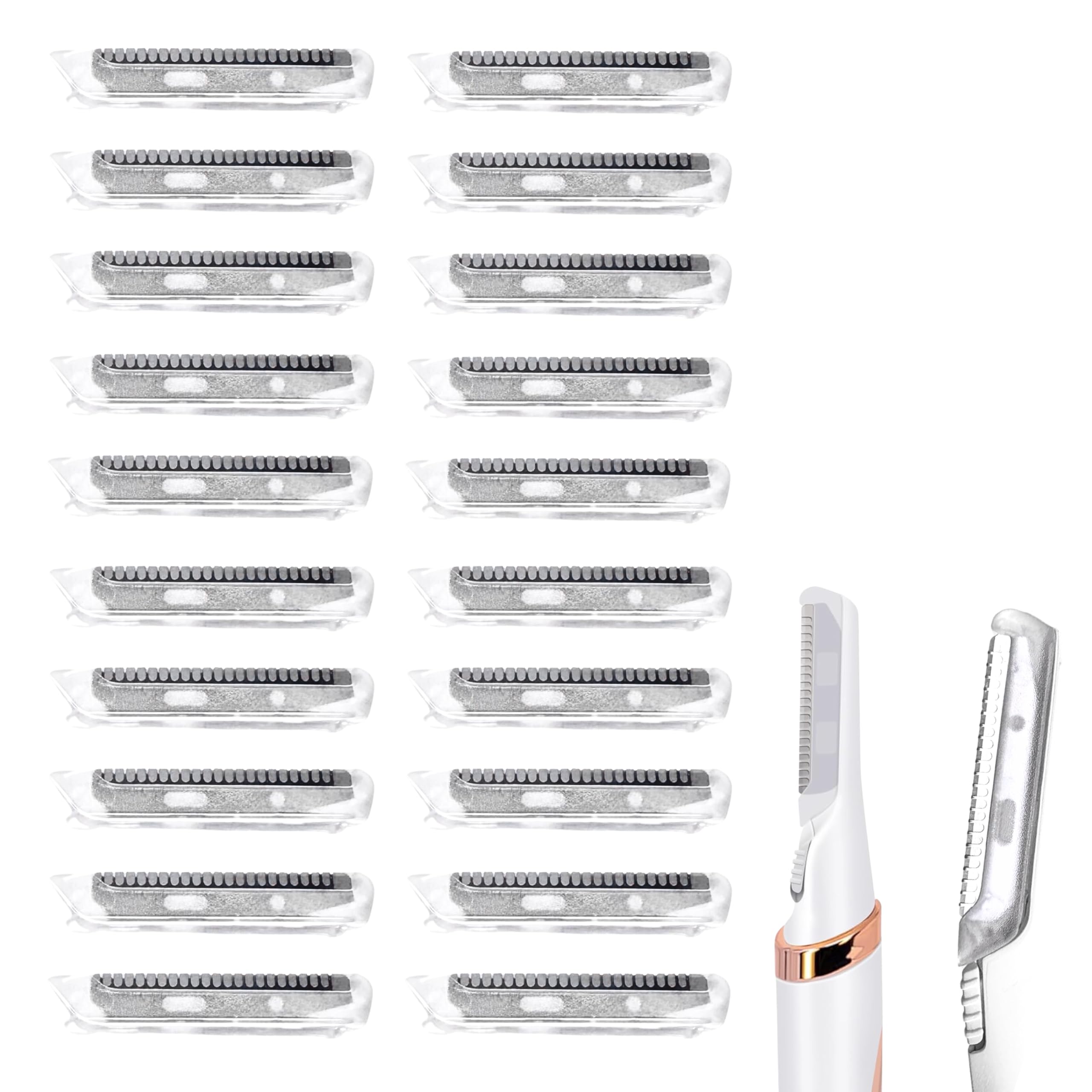20 Pack Replacement Heads Blades Compatible With Finishing Touch Flawless Dermaplane Glo Lighted Facial Exfoliator, Stainless St