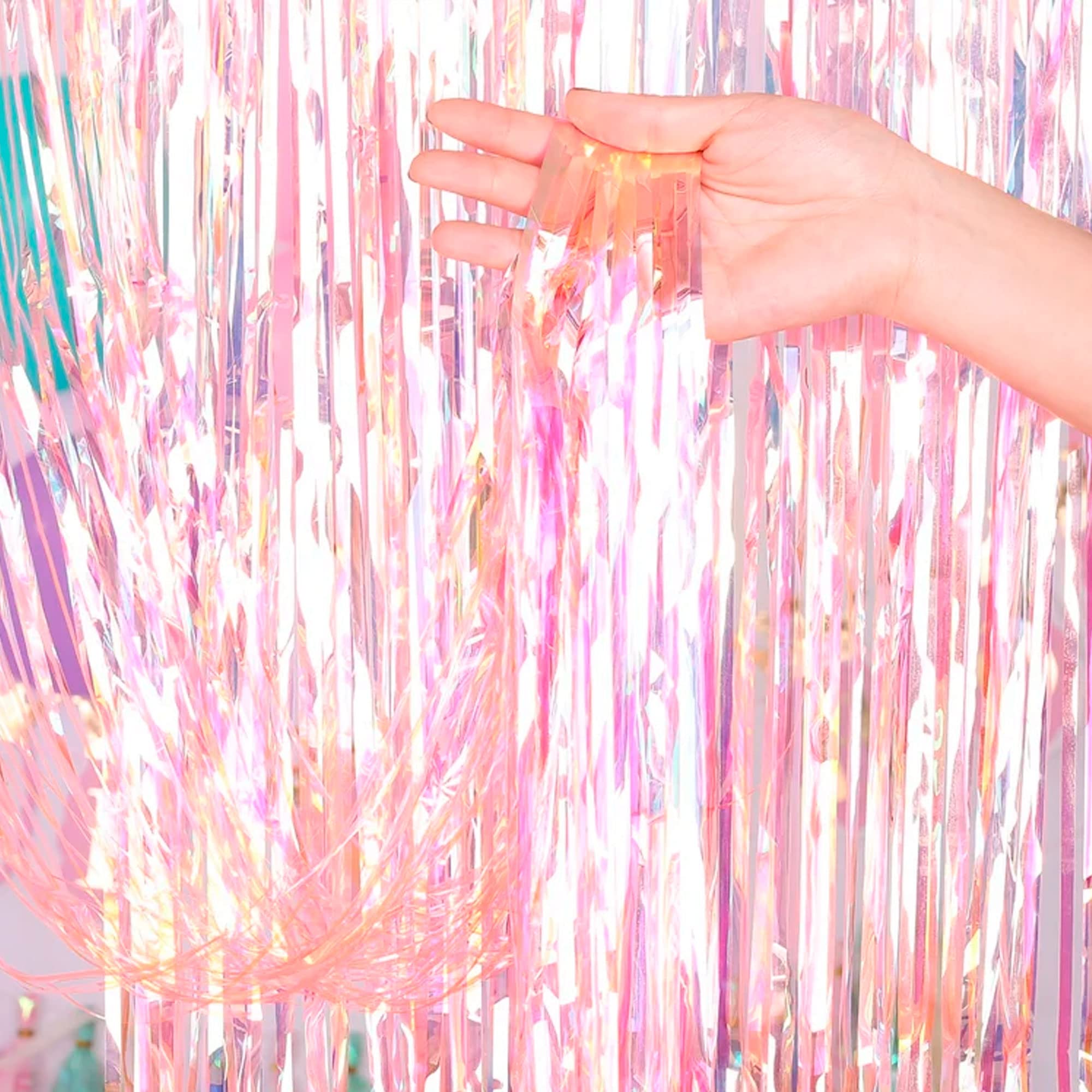 Dazzle Bright 2 Pack Backdrop Curtain, 3Ft X 8Ft Metallic Tinsel Foil Fringe Curtains Photo Booth Background For Baby Shower Par