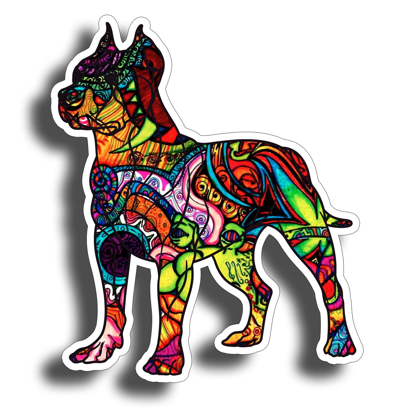 Graffiti Pitbull Dog Bumper Sticker Decal 4 Inch Custom Printed Full Color Design for Car Truck Vehicle Laptop Pit Bull
