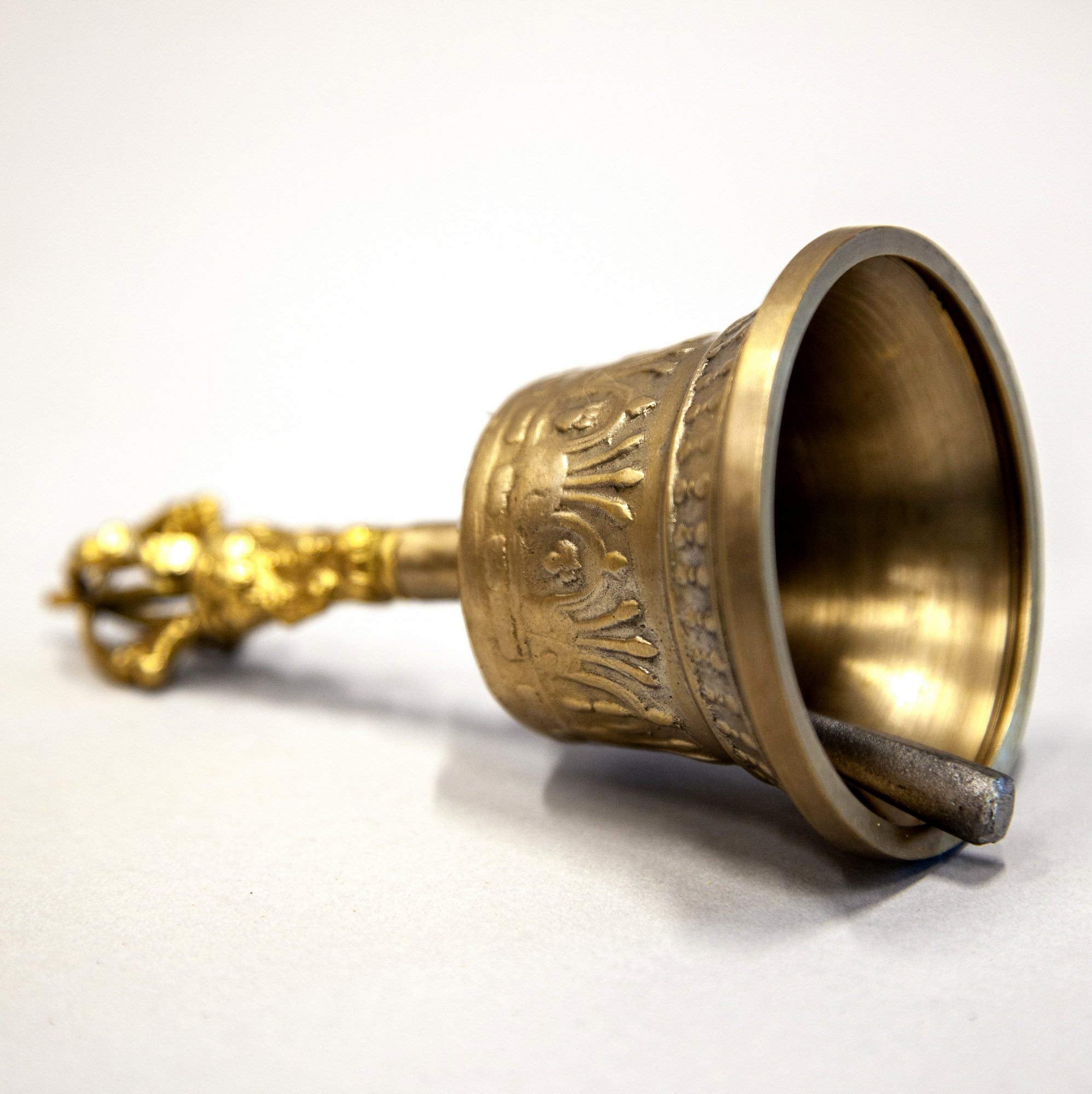 Tibetan 5.5'' Bell With Wooden Stick 7 Metal