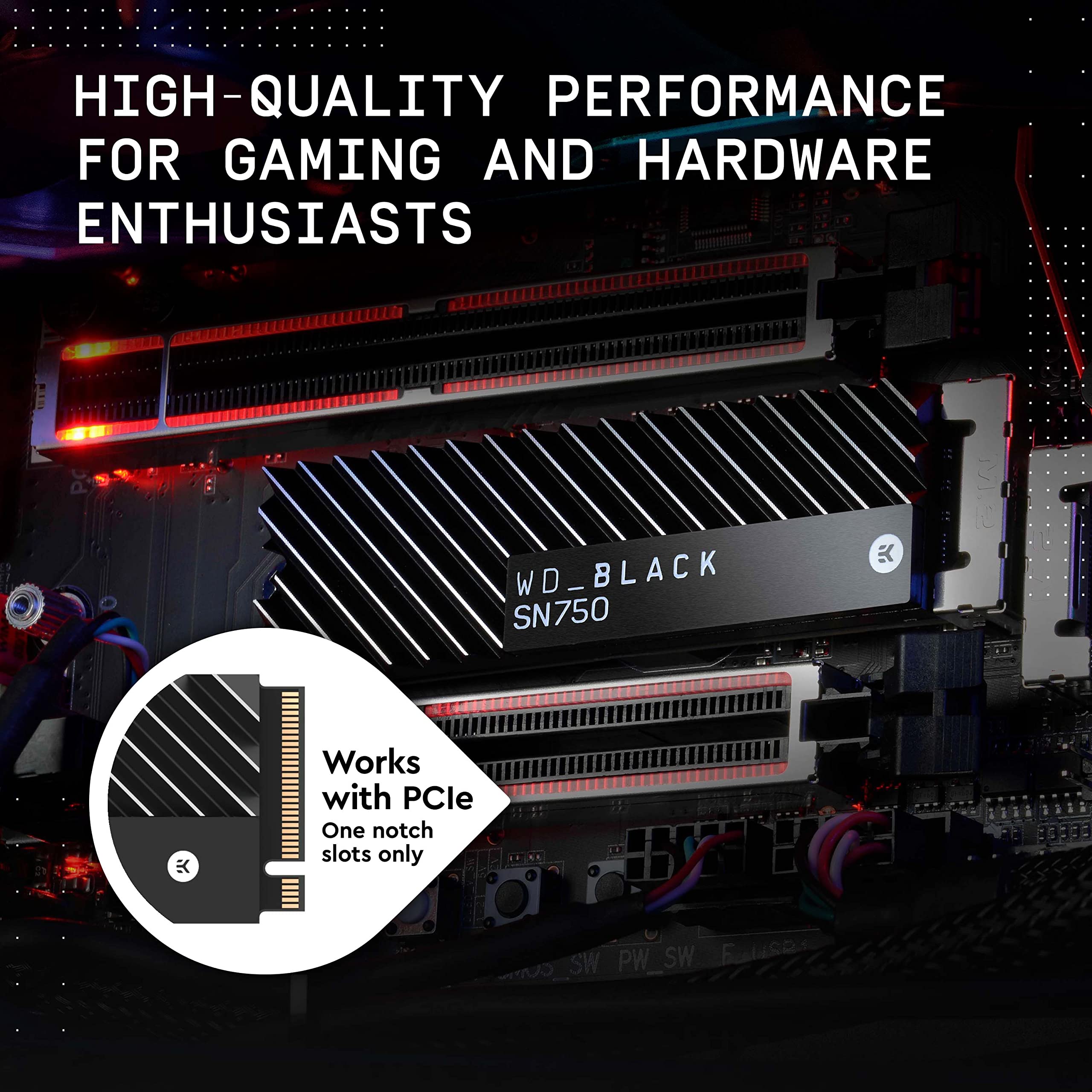 Western Digital 2Tb Sn750 Nvme Internal Gaming Ssd Solid State Drive With Heatsink   Gen3 Pcie, M.2 2280, 3D Nand, Up To 3,400 M