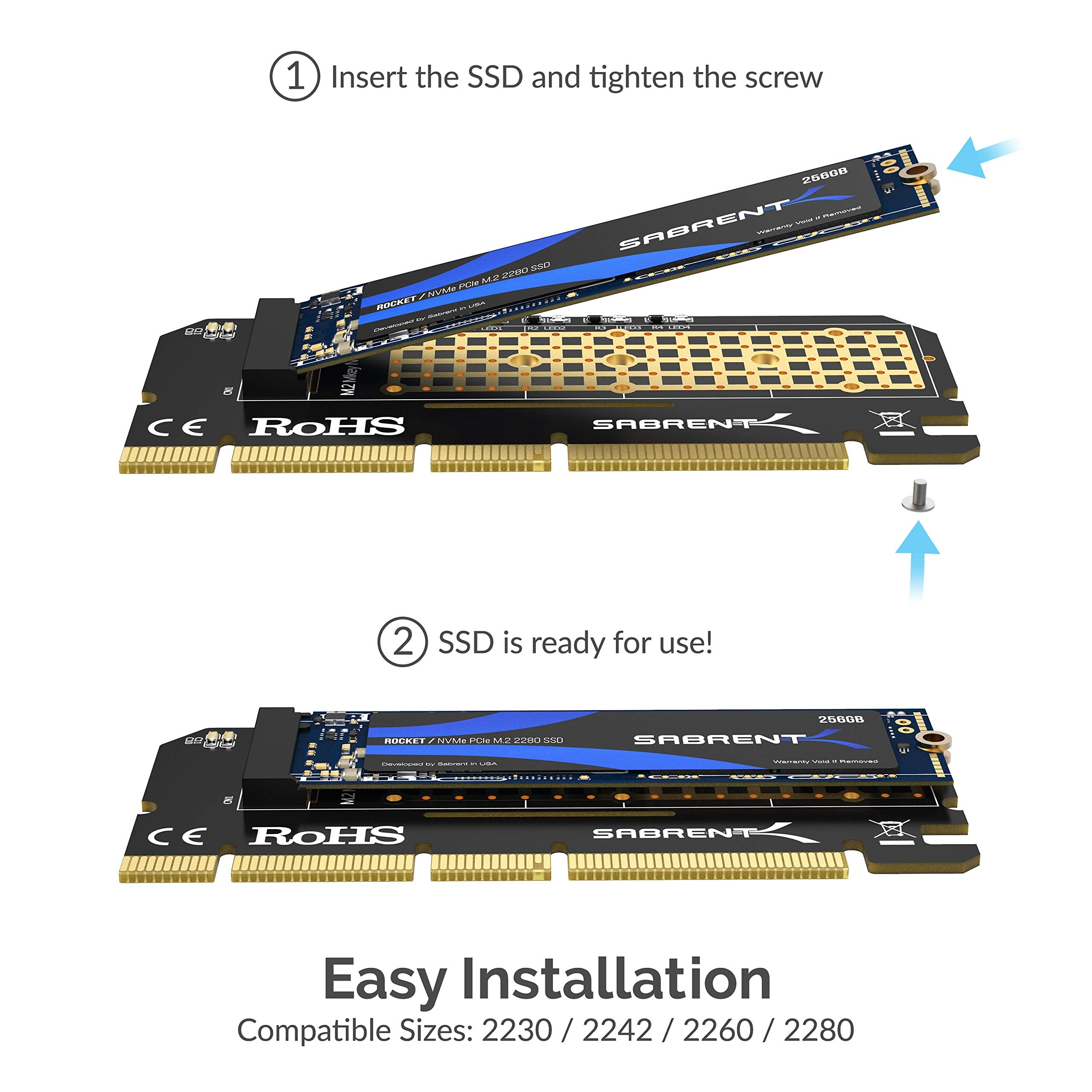 Sabrent Nvme M.2 Ssd To Pcie X16/X8/X4 Card With Aluminum Heat Sink (Ec Pcie)