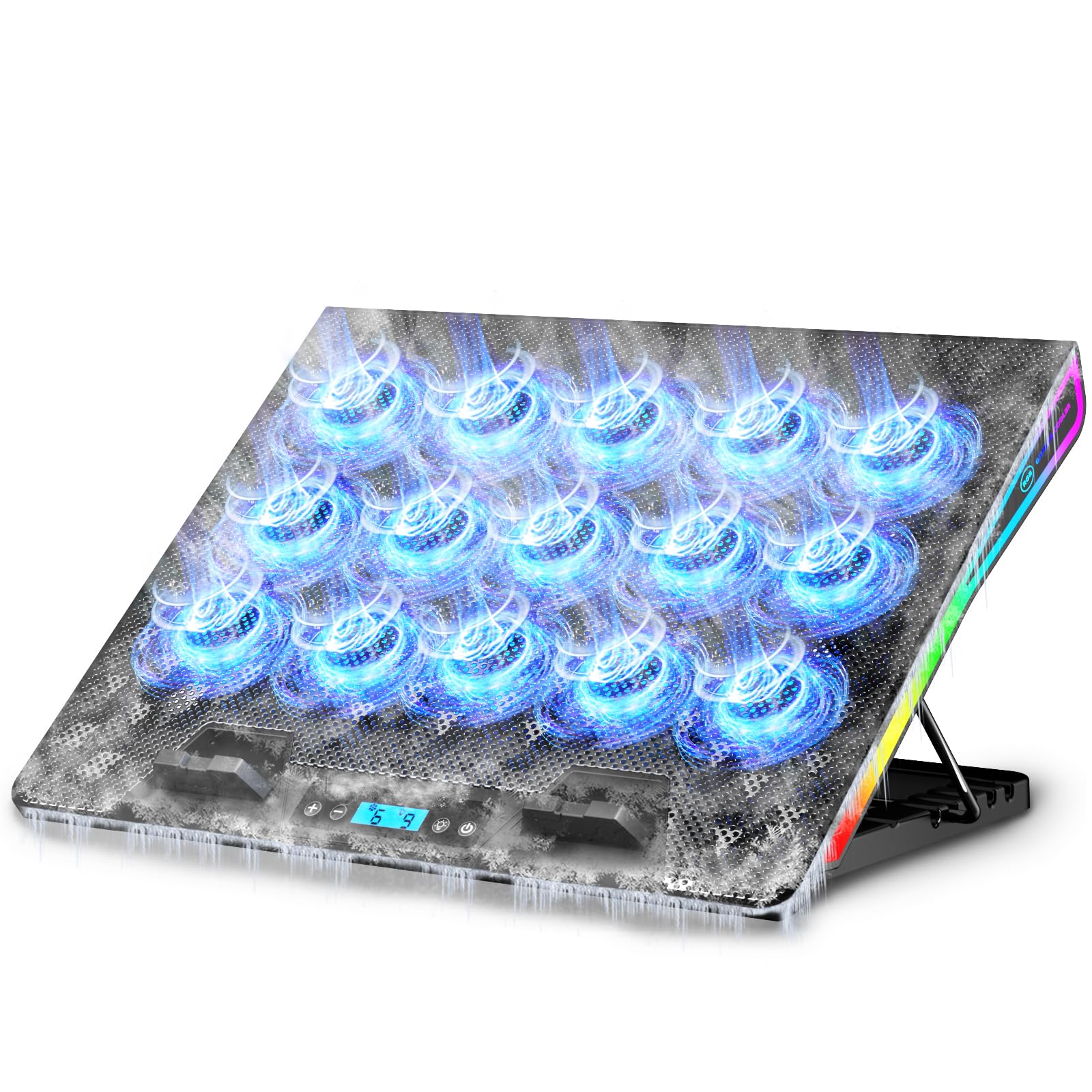 Aicheson Laptop Cooling Pad, 15 Fans, Rgb, For 15 18 Inch Laptops