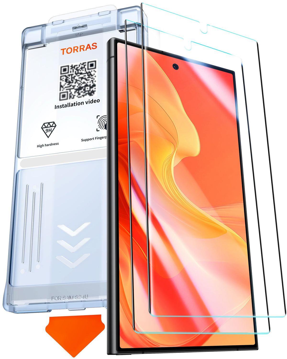 Torras Top Notch Diamond Shield For Samsung Galaxy S24 Ultra Screen Protector [9H+ Durable Military Grade Protection] 0.04S Fing