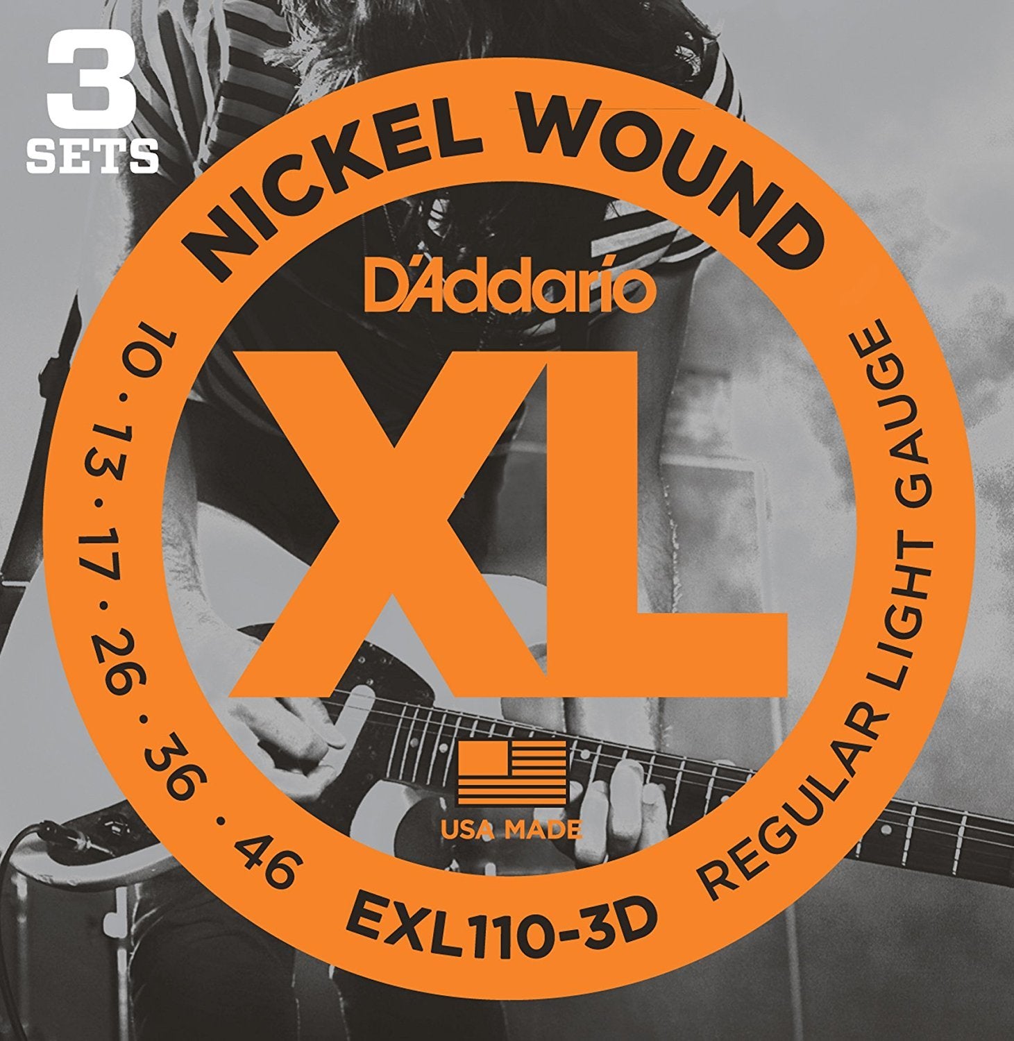 D'Addario Guitar Strings   Xl Nickel Electric Guitar Strings   Exl110 3D   Perfect Intonation, Consistent Feel, Reliable Durability   For 6 String Guitars   10 46 Regular Light, 3 Pack
