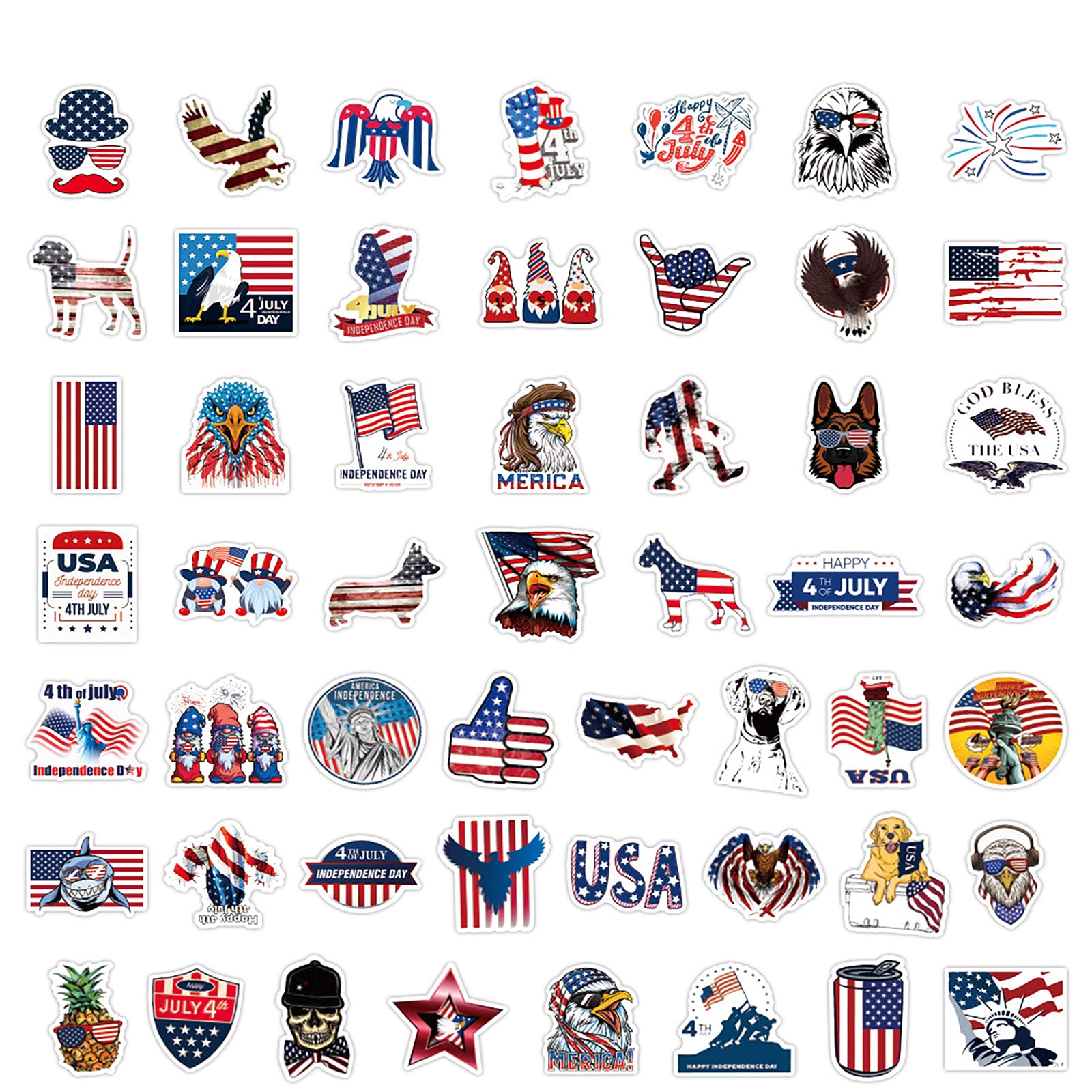 100Pcs American Stickers Independence Day Aesthetic Vinyl Stickers Stickers For Laptop Water Bottle Hydro Flask Bicycle Computer