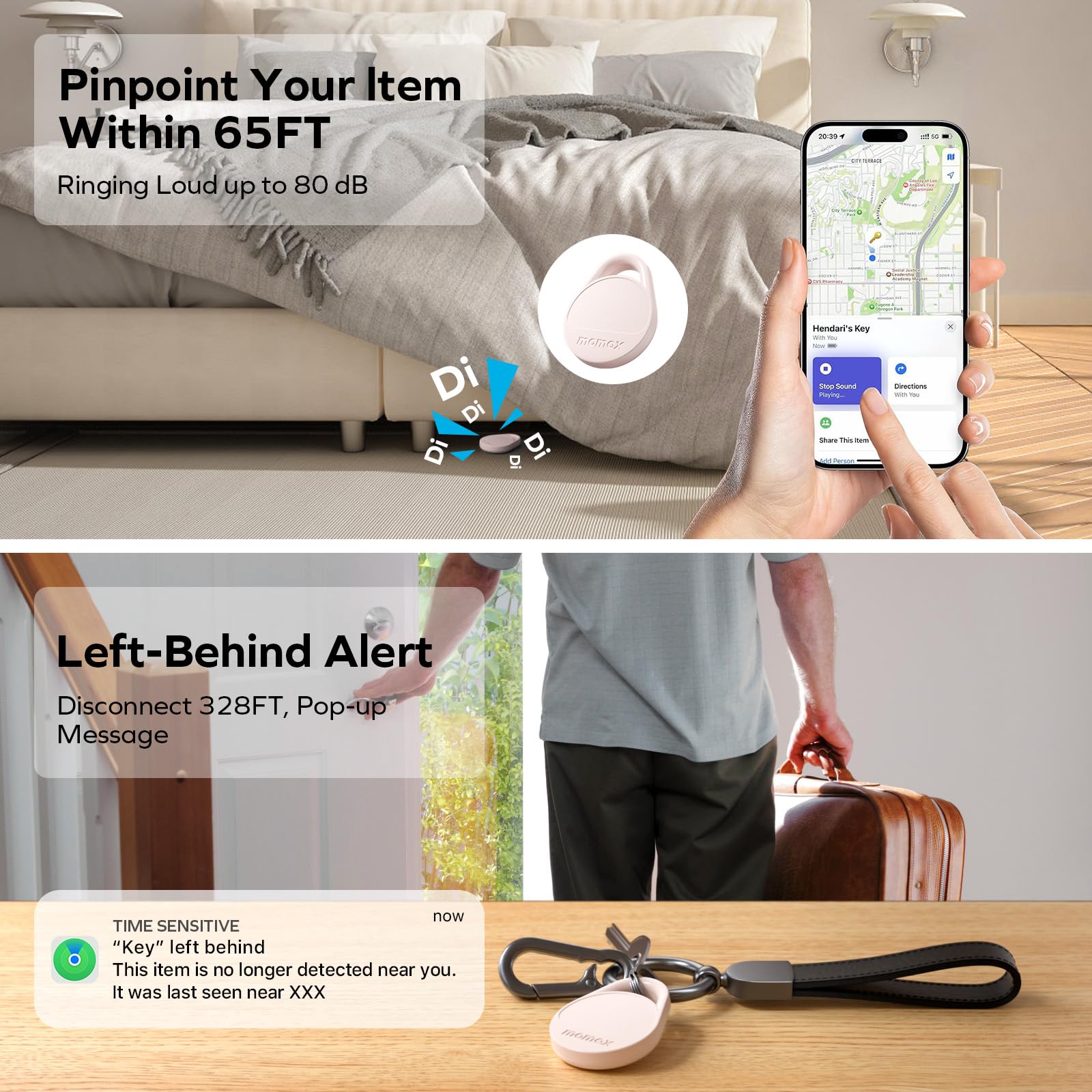 MOMAX BR10 Smart Tag Key Finder Apple Find My Tracker Pink