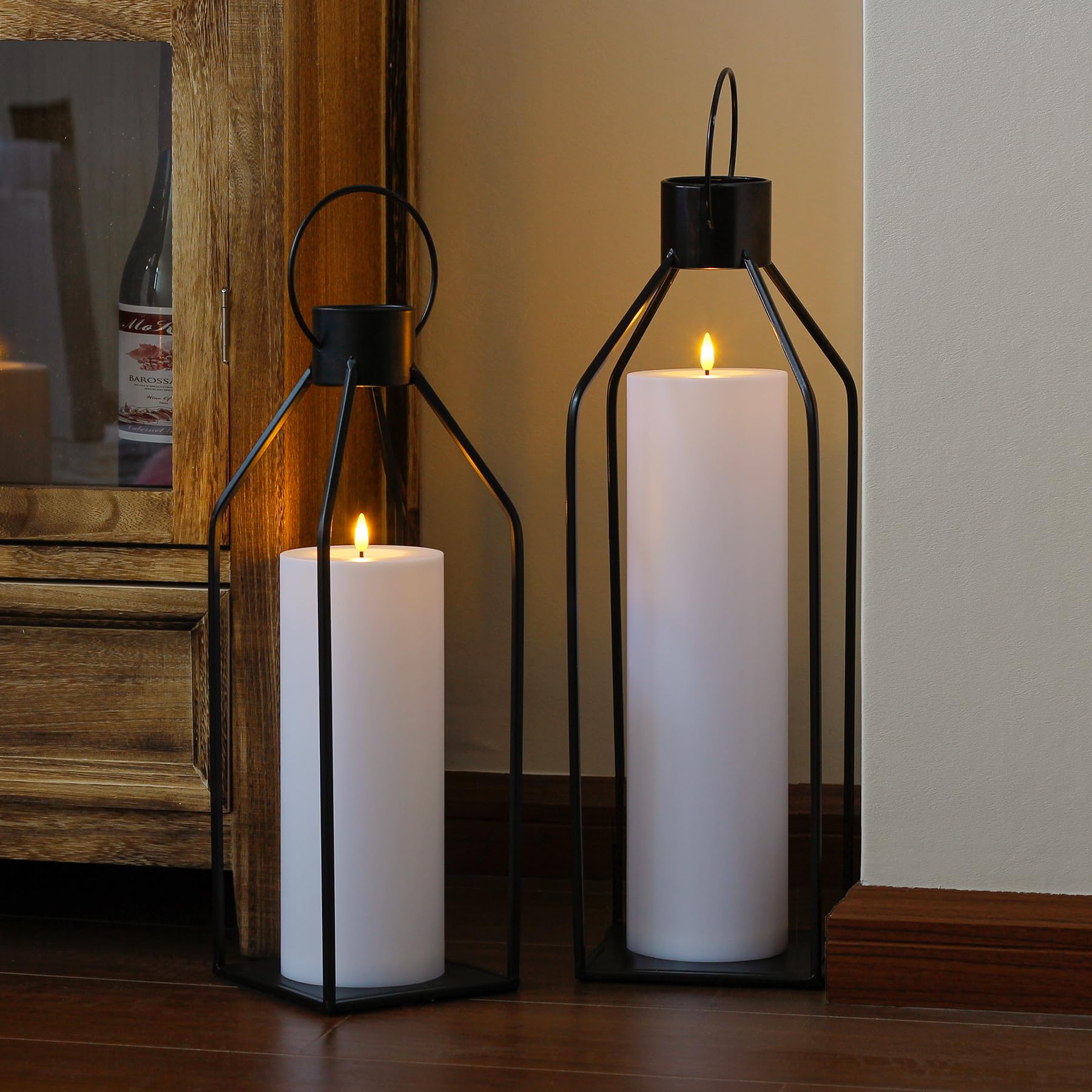 Yeelida 4'' X14'' Flameless Flickering Waterproof Candles With Remote, Led Battery Operated Timer Plastic White Pack Of 2 Pillar