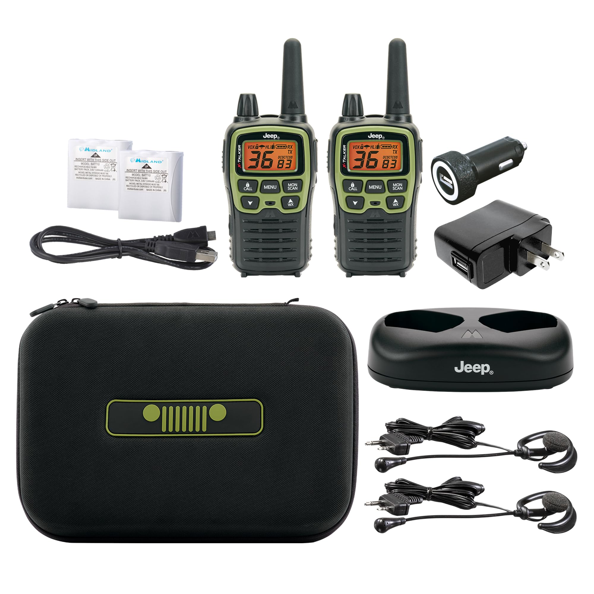Midland   T77Vp5J Frs Jeep� X Talker Extreme Dual Pack   22 Channels, 121 Privacy Codes, Water Resistant   Clear Communication With Weather Alert   Jeep� Branded Carrying Case & Headset Included