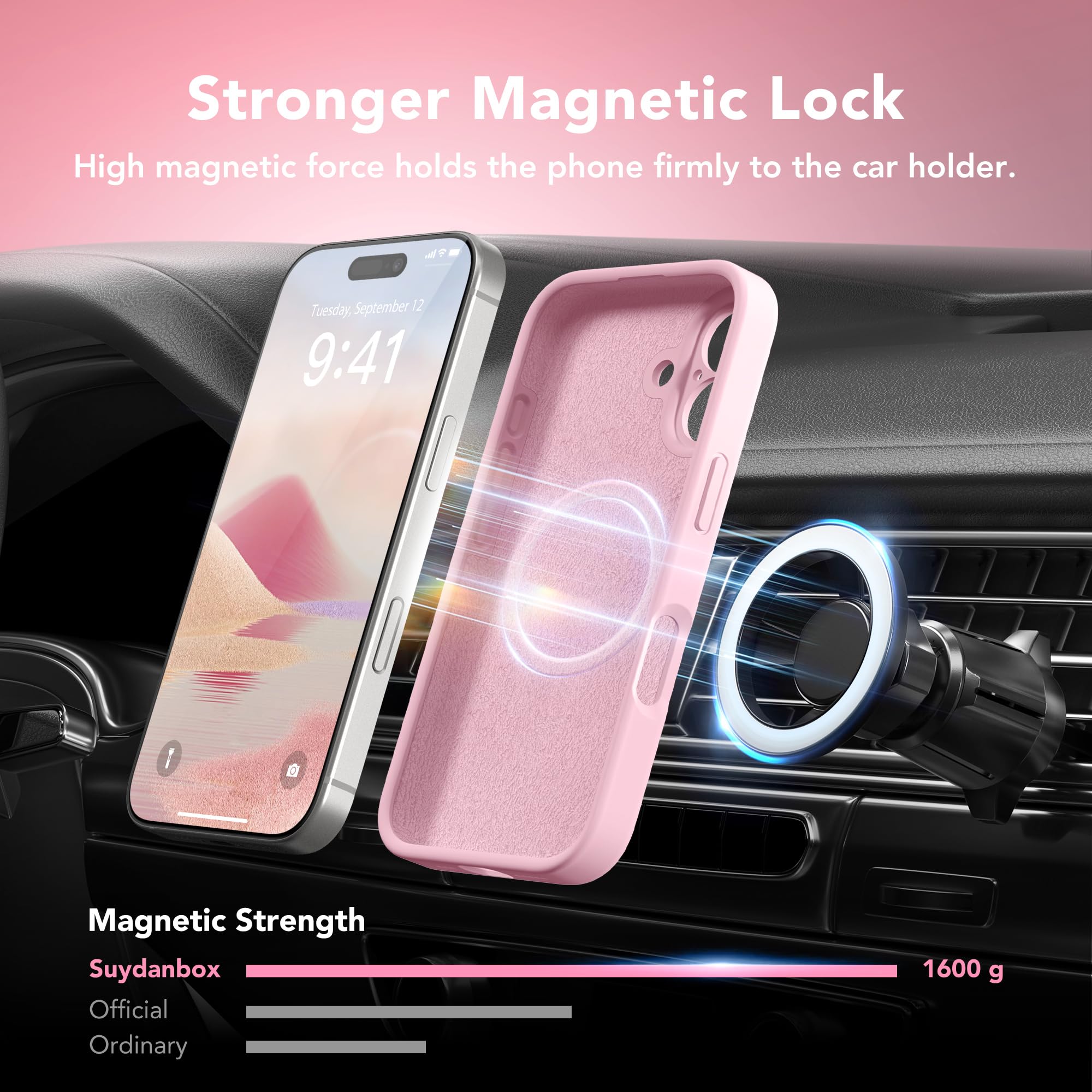 Suydanbox Magnetic For Iphone 16 Case, Compatible With Magsafe, [Full Camera Protection][2 Screen Protectors] Silicone Shockproo