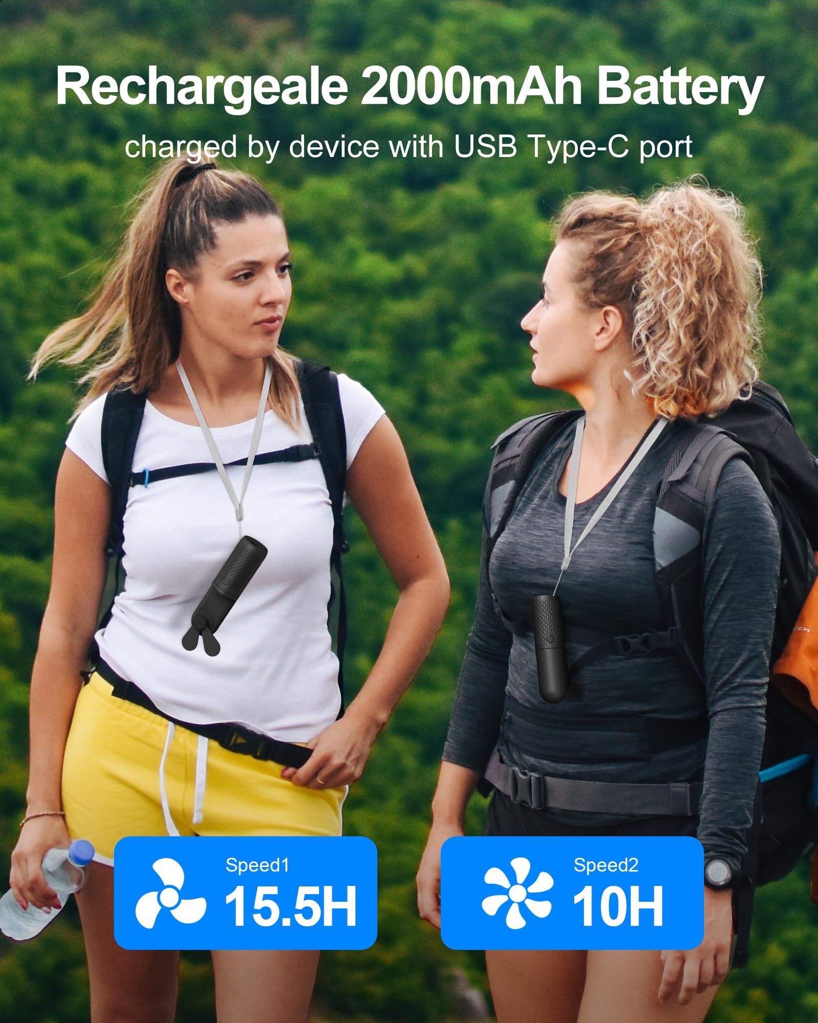 Coohea Mini Fan Handheld Fan Small Portable Fan 2 Speeds Powerful Fan Usb Rechargeable Battery Operated Fan Personal Hand Held F