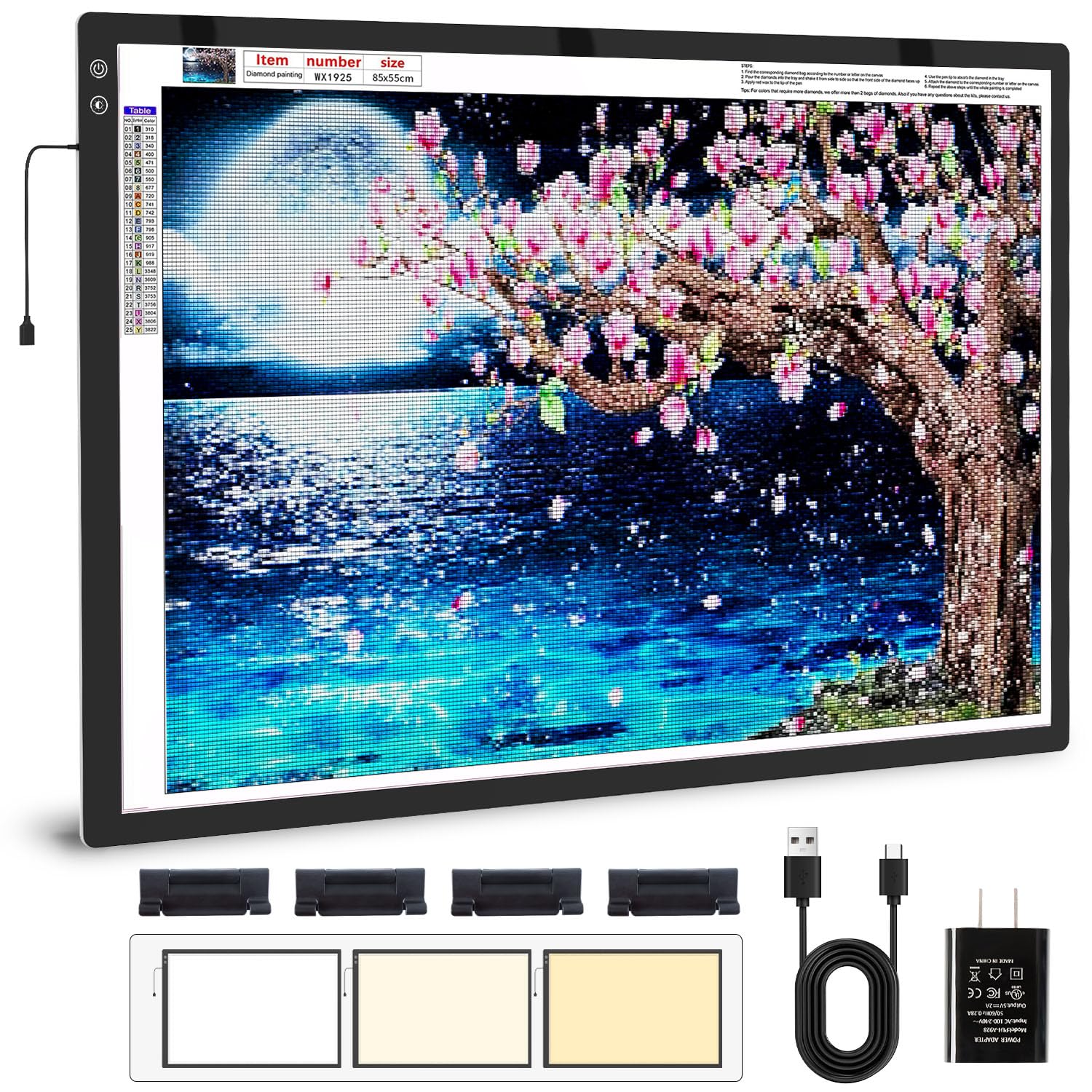 Zocelight A1(35.4x 23.6) Large Rechargeable Light Pad for Diamond Painting,6 Levels & Stepless Dimming Light Box for Tracing