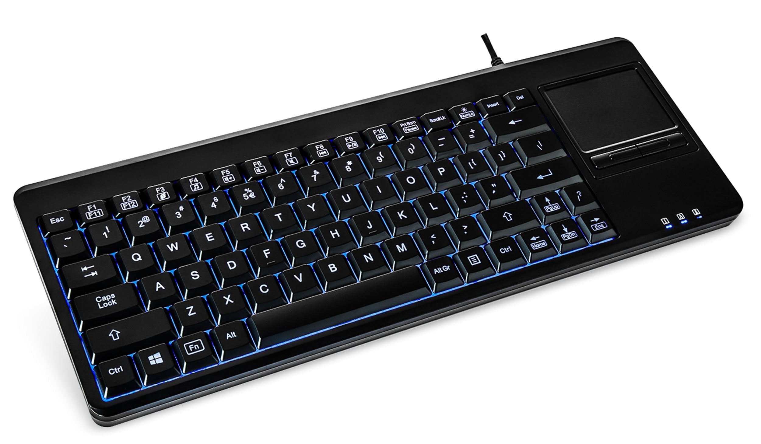 Perixx Periboard 315H, Wired Usb Backlit Keyboard With Touchpad And 2 Usb Ports, Black (10917)
