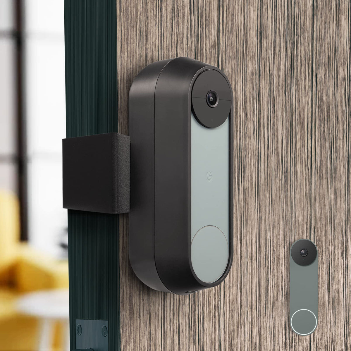Wasserstein Anti Theft Mount Compatible With Google Nest Doorbell Battery   No Drill Installation (Black)