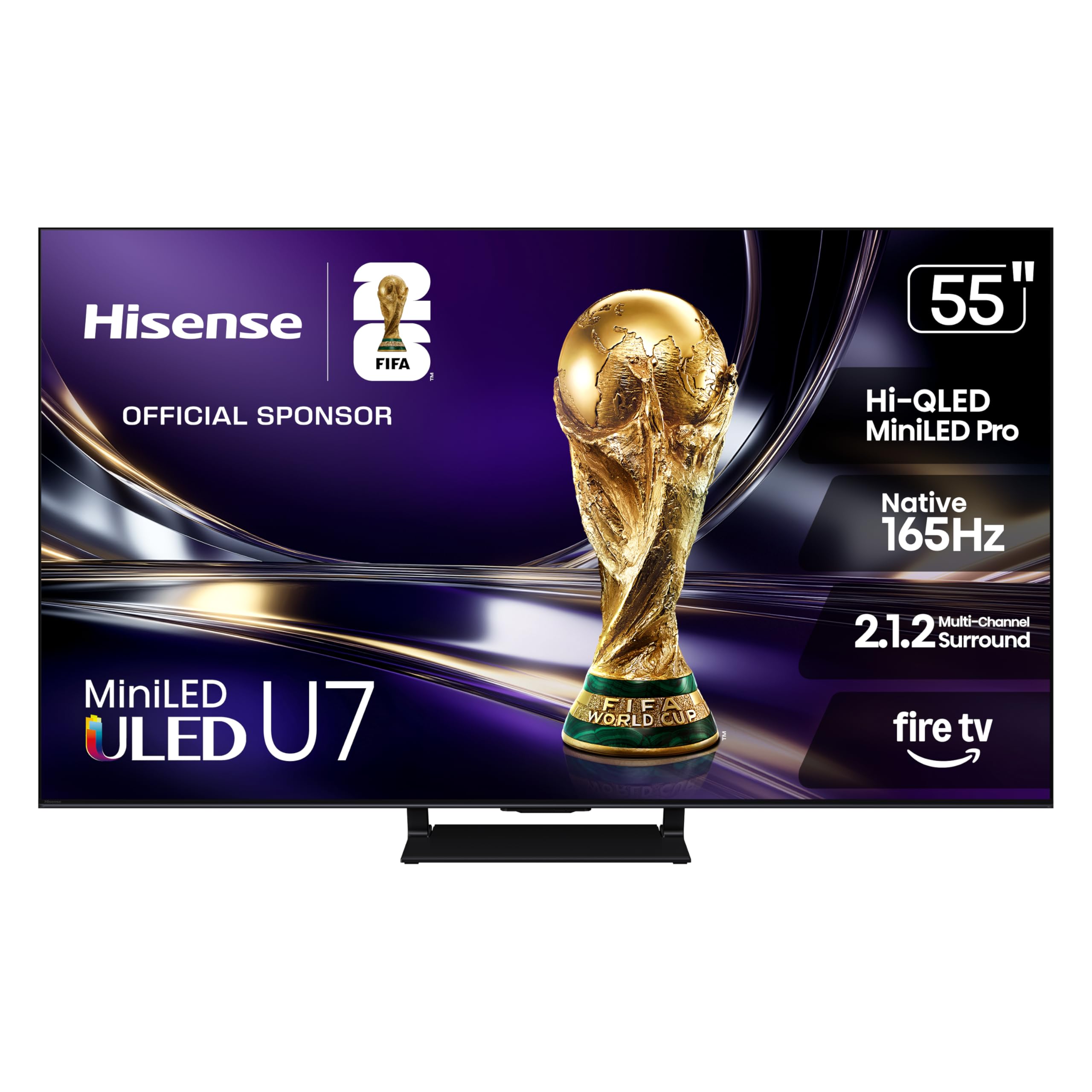 Hisense 55 U7 Mini-LED ULED 4K UHD Best Premium Gaming HDR Smart Fire TV (55U7SF, 2026 New) - Hi-QLED, Native 165Hz, VRR 330, Do