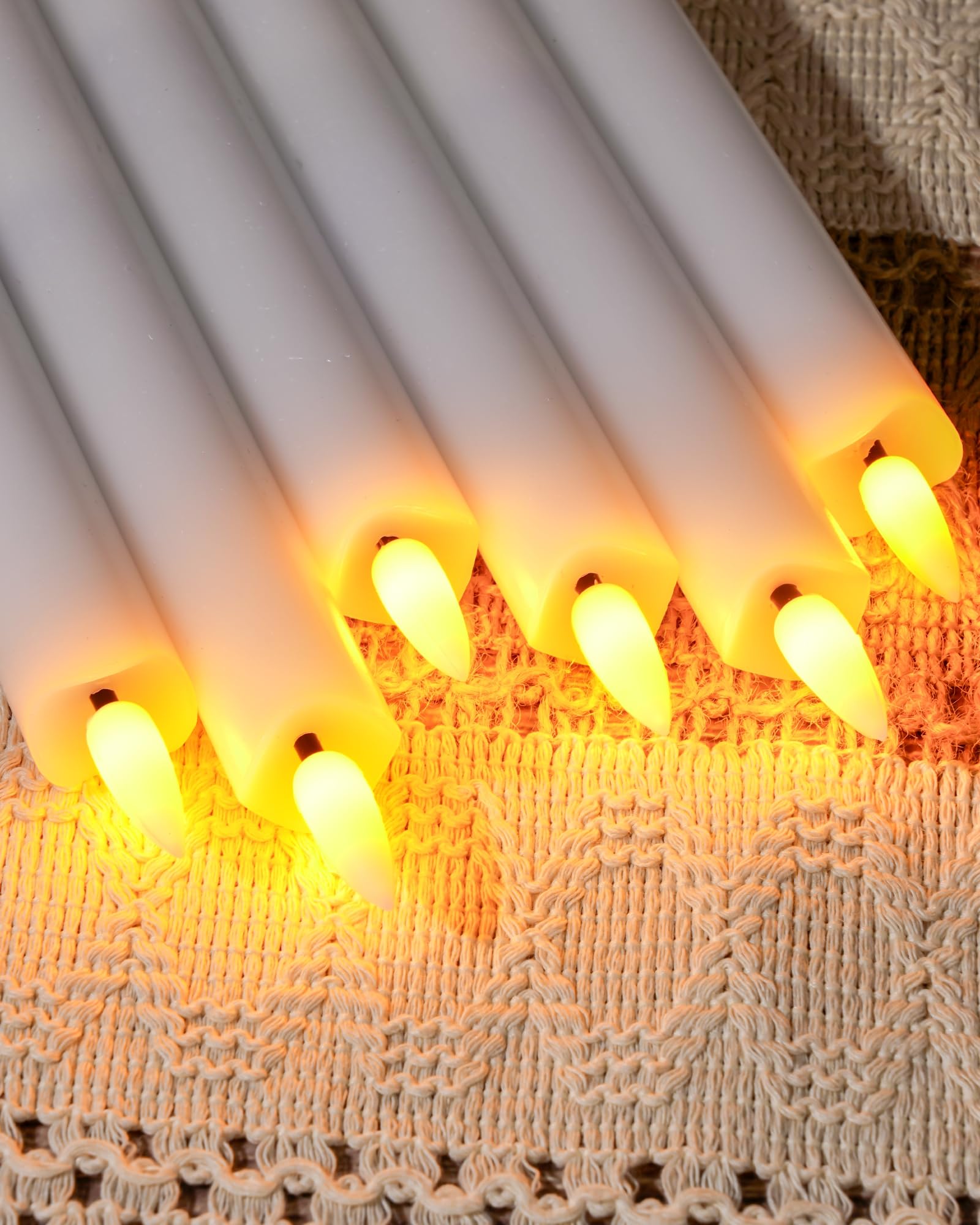 Homemory Waxy Flameless Taper Candles With Remote Timer Dimmer, Battery Operated Candlesticks Flickering, Led Window Candles Rea