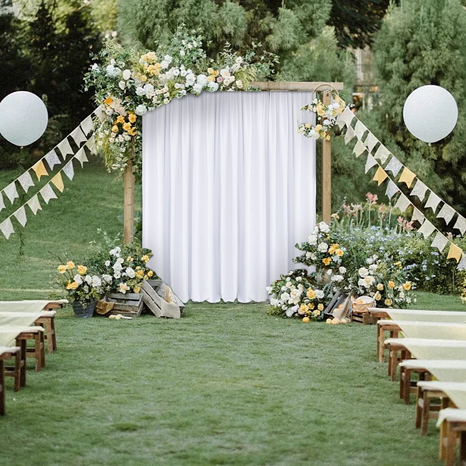 Hiasan White Backdrop Curtains For Parties, Polyester Photography Backdrop Drapes For Family Gatherings, Wedding Decorations, 5F