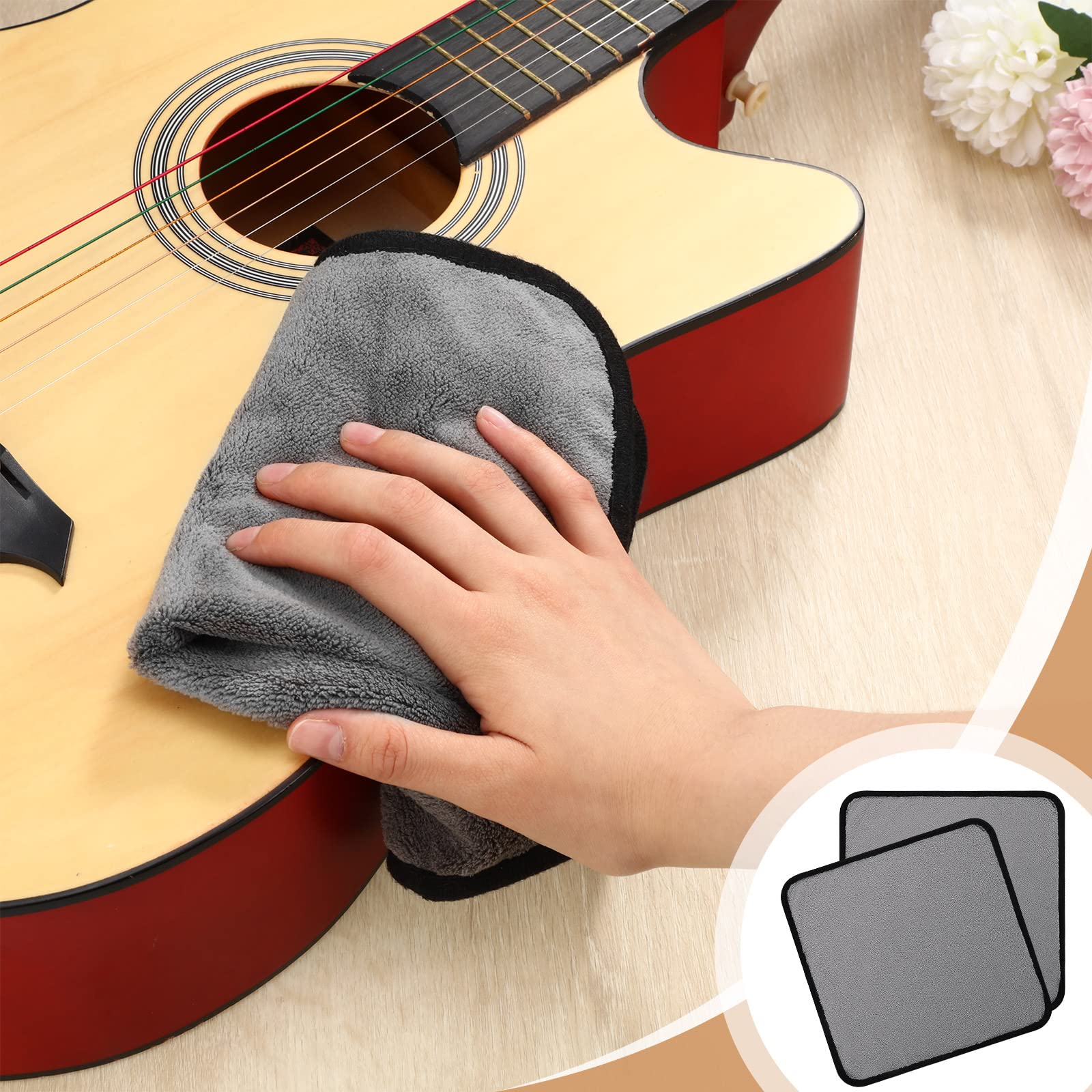 3 Pack Plush Microfiber Guitar Cloth Soft Cleaning Polishing Cloth Microfiber Towels For Guitar Bass Violin Piano Cleaning Instr