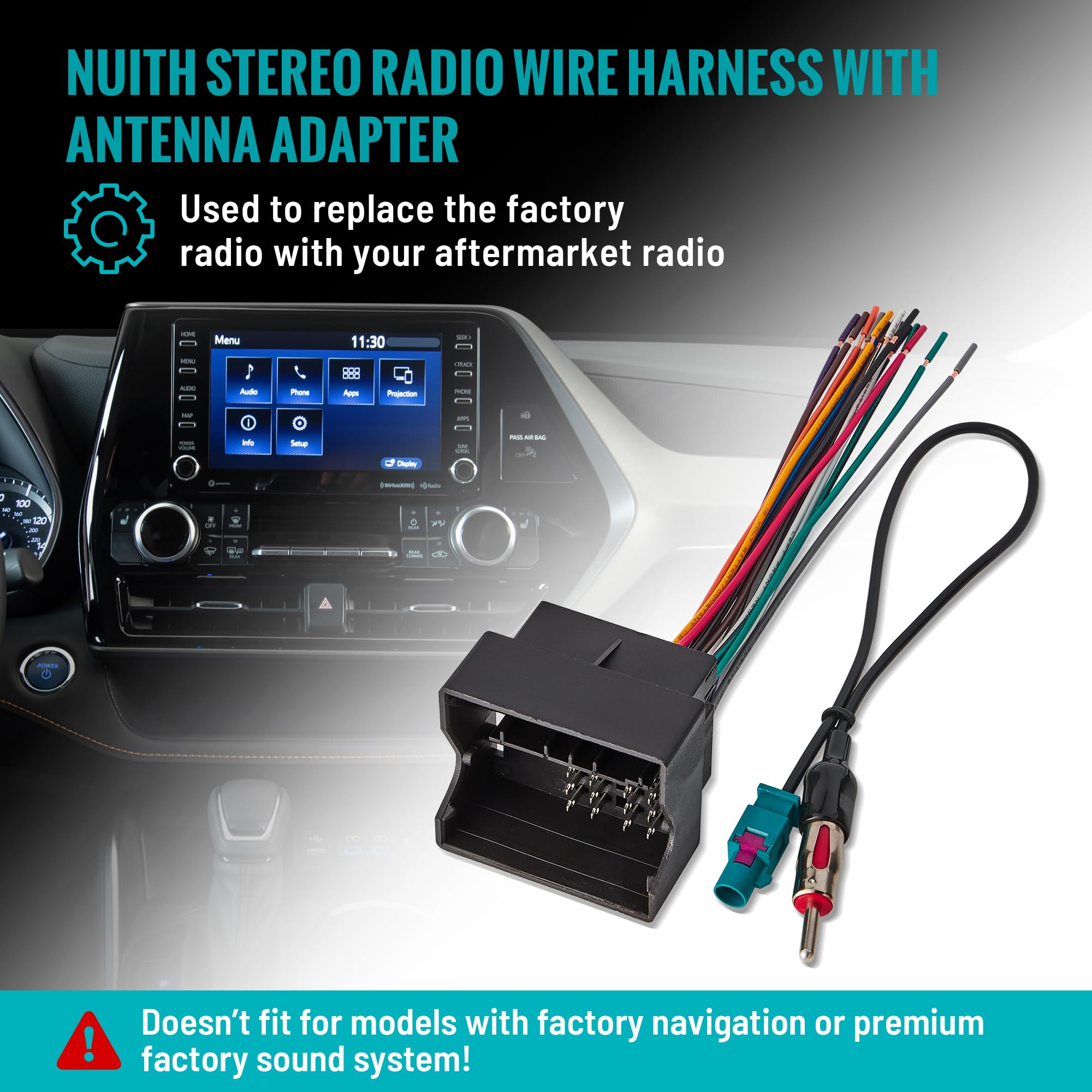 Nuith Stereo Radio Wire Harness With Antenna Adapter Compatible With Bmw 2000 2010/Volkswagen 2004 2015/Mercedes Benz Sprinter 2