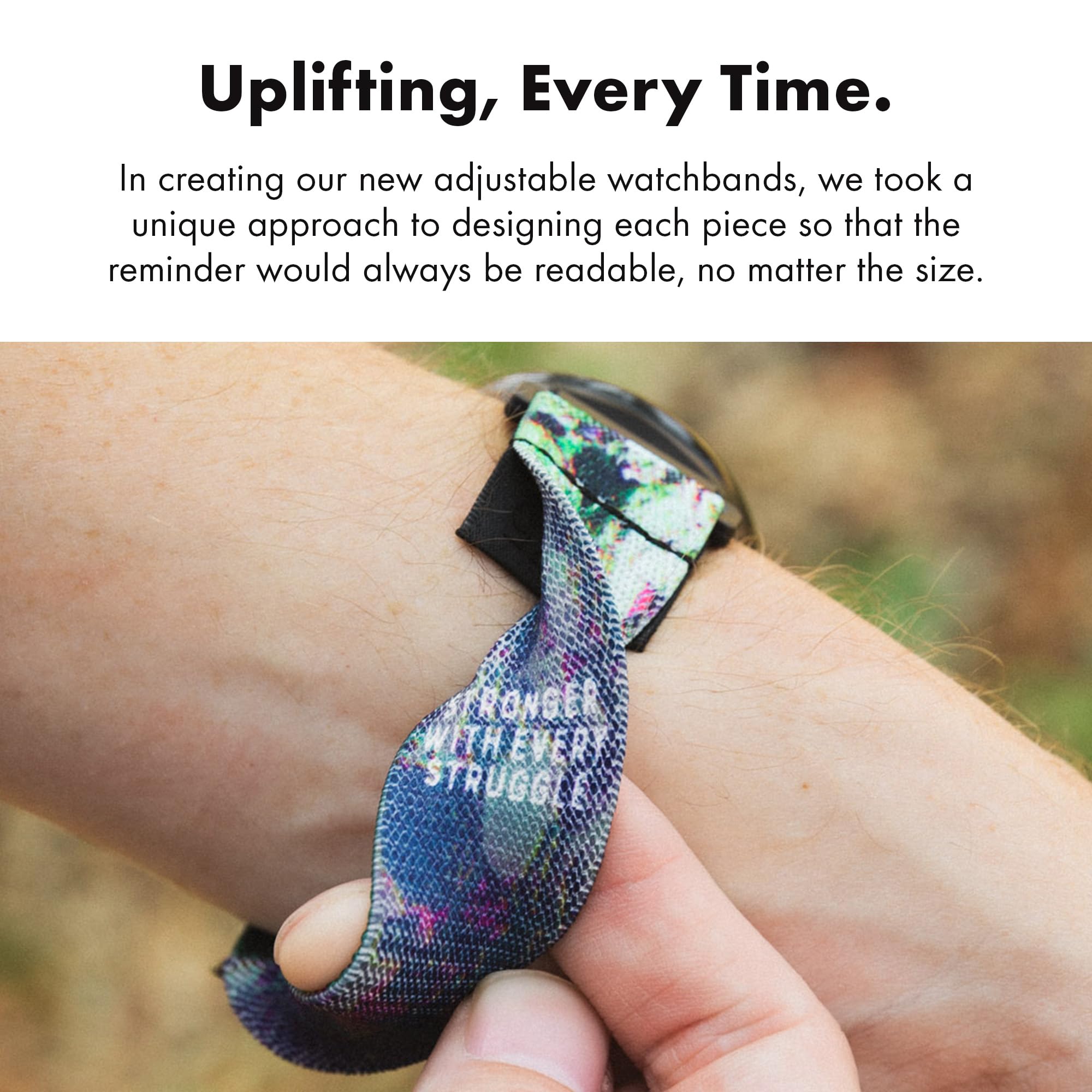 Zox Android Smart Watch Band - Stronger With Every Struggle | Soft, Adjustable Elastic Band With Motivational Affirmations And B