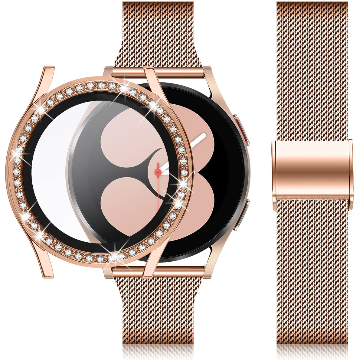 Joyozy Bands Compatible With Samsung Galaxy Watch 4 40Mm With Screen Protector Case,20Mm Quick Release Watch Band Stainless Stee