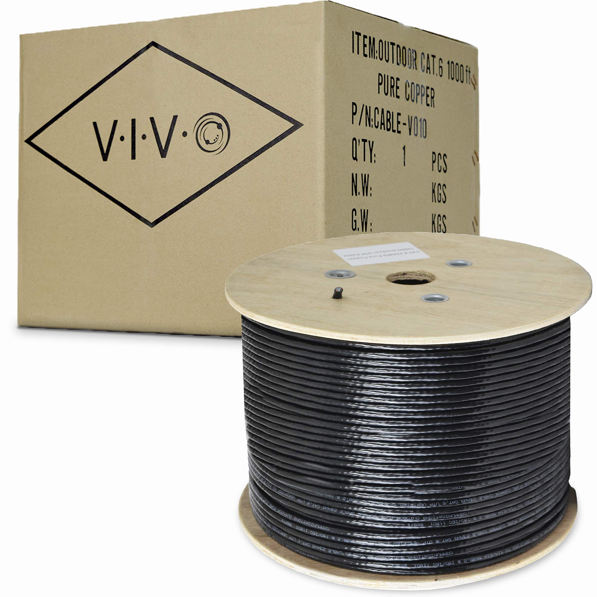 New Full Copper 1,000 ft Cat6 Ethernet Cable / Wire 1,000ft Cat 6 Waterproof Outdoor / Direct Burial / Underground ~ by VIVO (CABLE V010)