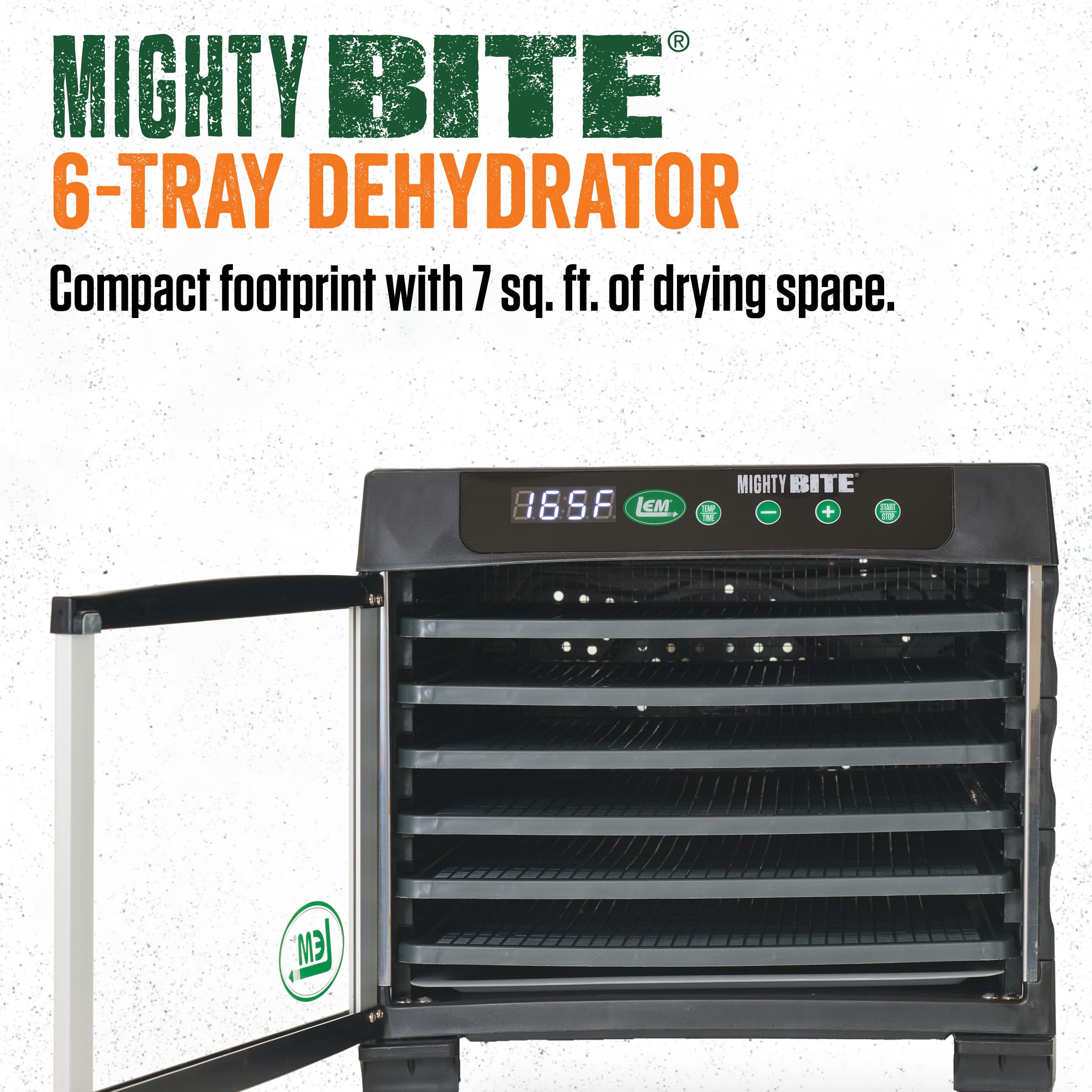 Lem Products Mightybite 6-Tray Dehydrator, Food Dehydrator For Beef Jerky, Meat, Vegetables, And Fruits, Includes Dryer Machine