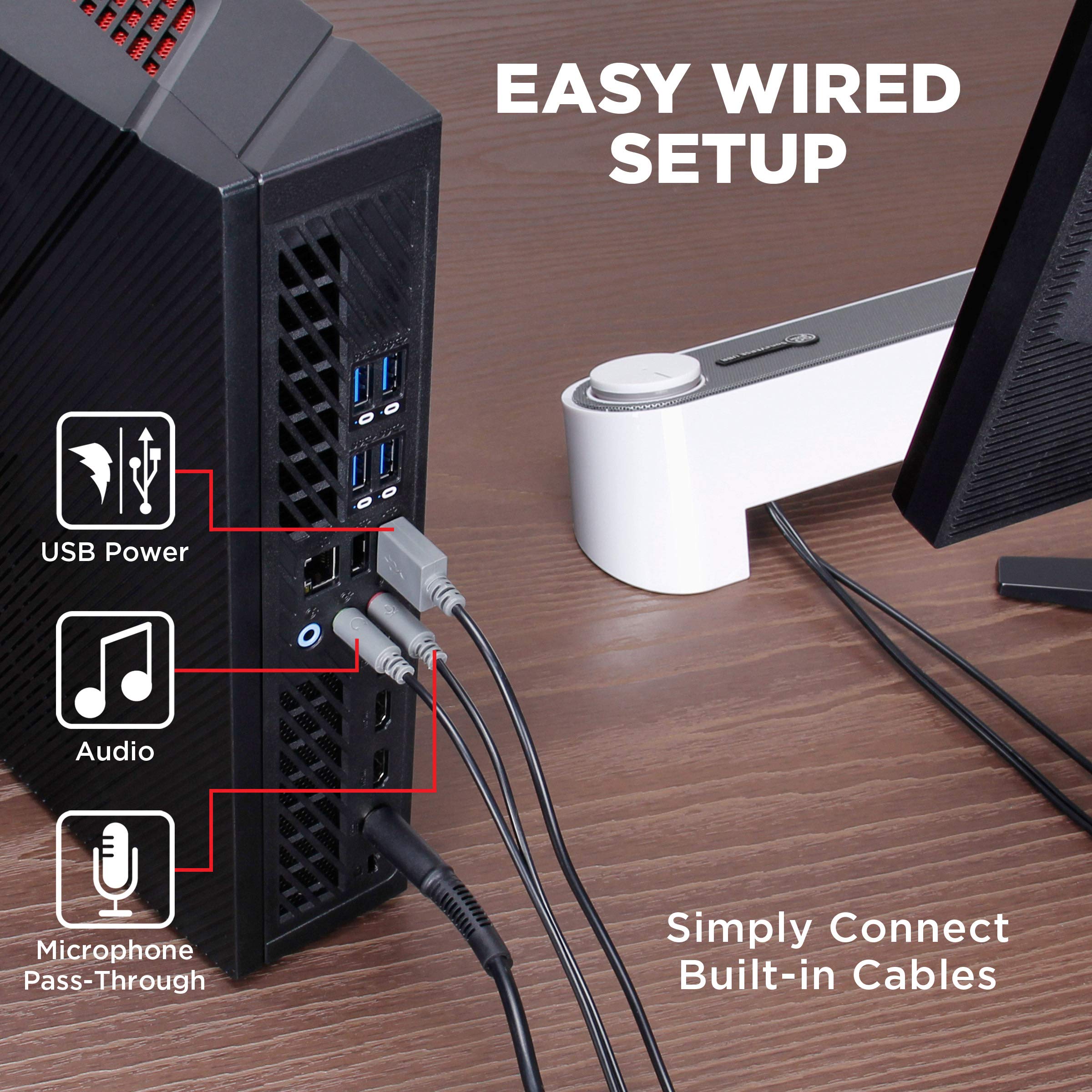 Gogroove Computer Speaker Mini Soundbar - Usb Powered Pc Sound Bar With Easy Setup Wired Aux, Stereo Audio, Microphone Port, Vol