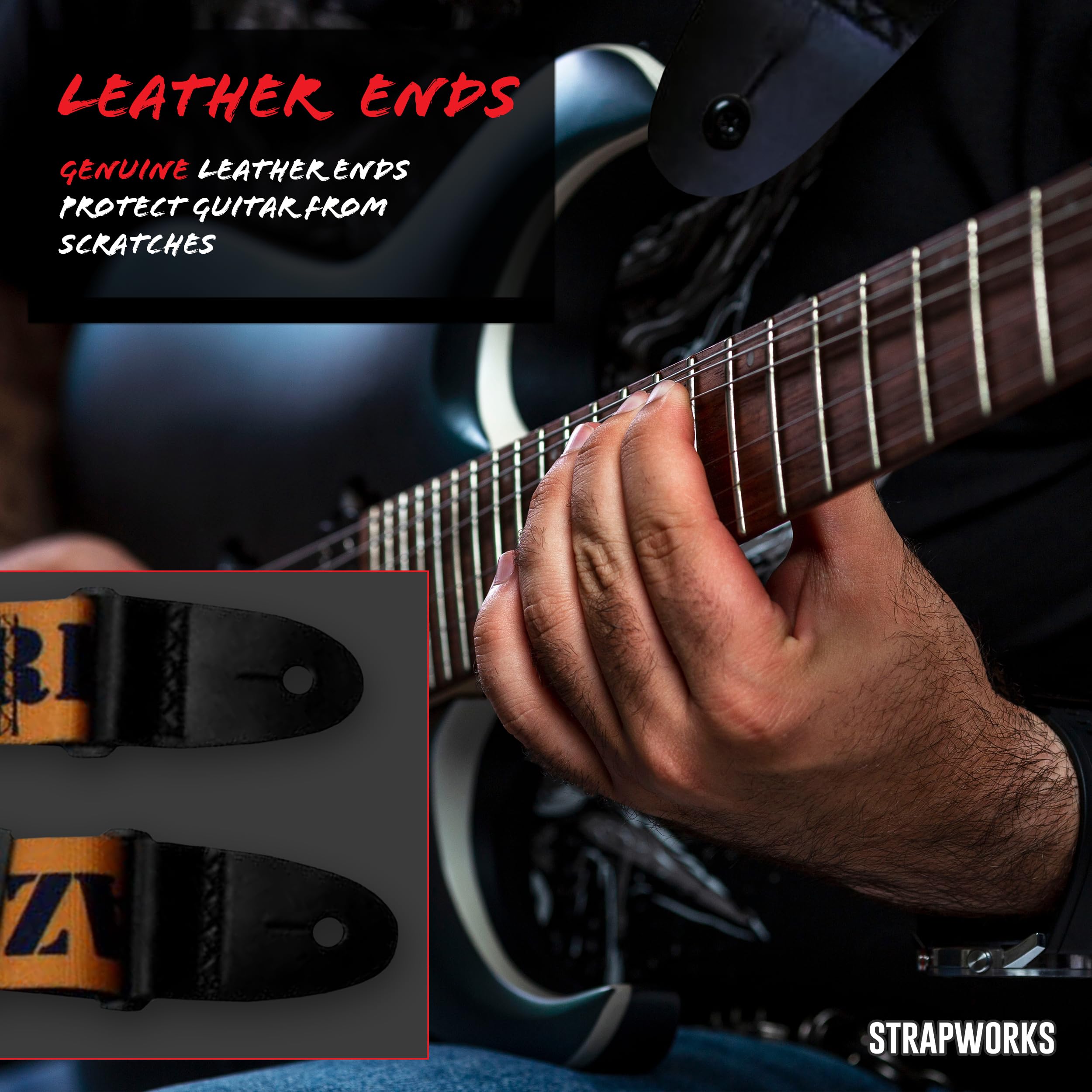 Killer-Q Guitar Strap - Stylish Straps For Electric And Acoustic Guitars With Leather Tabs, 2 Inches X 5 Feet, Bio Hazard