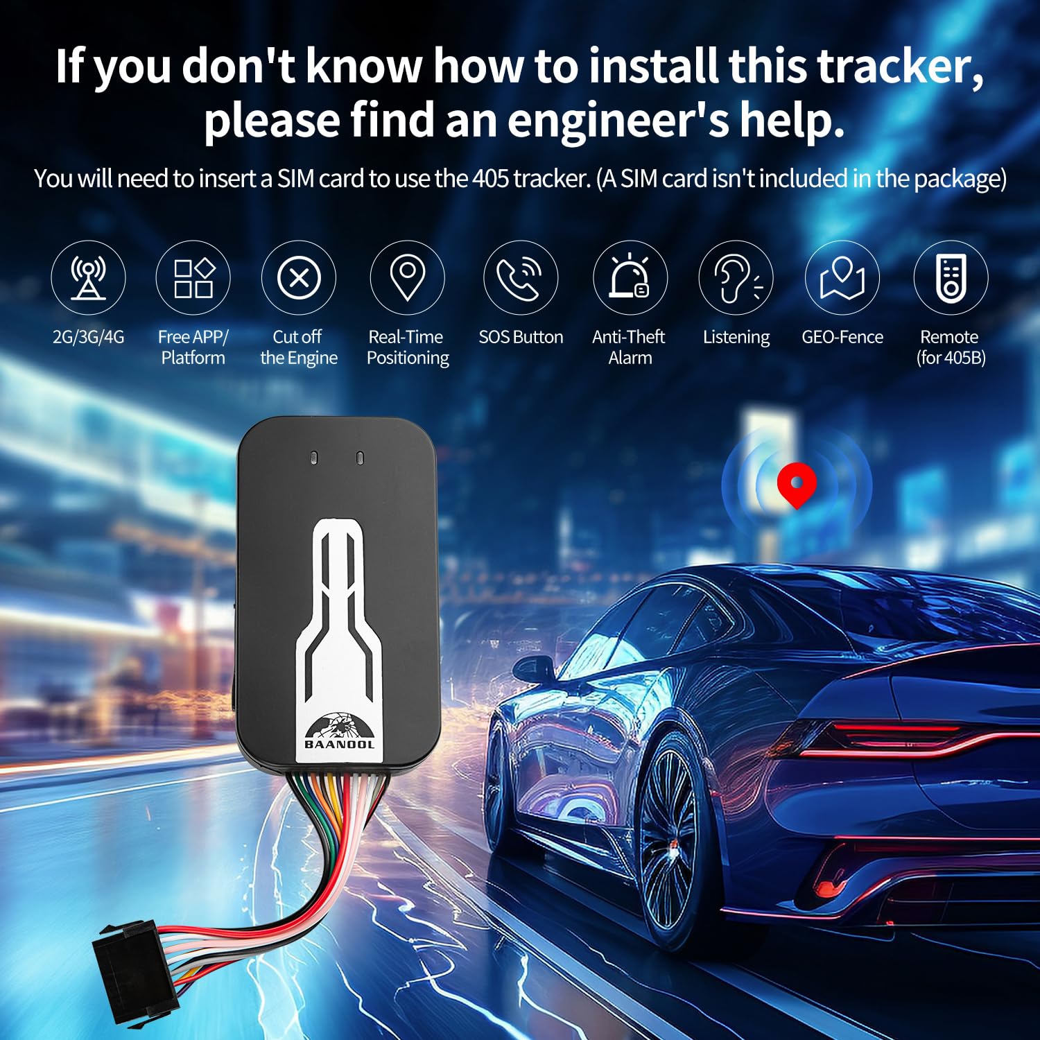 Baanool Bn 405B Car Gps Tracker No Monthly Fee Smart Gps Tracker For Vehicles No Subscription Cut Off The Engine Remotely Smart