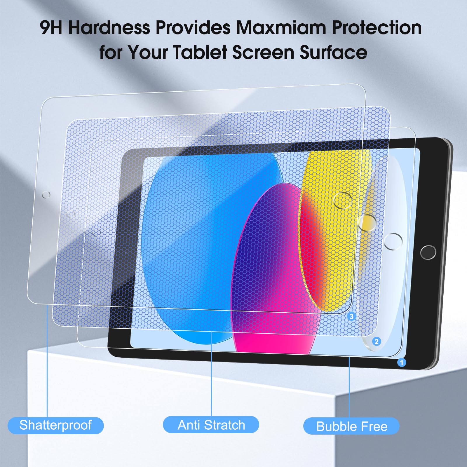 Qularlans 2 Pack Screen Protector For Ipad 10Th Generation (10.9 Inch 2022, Model A2696/A2757/A2777), Anti Scratch 9H Hardness T