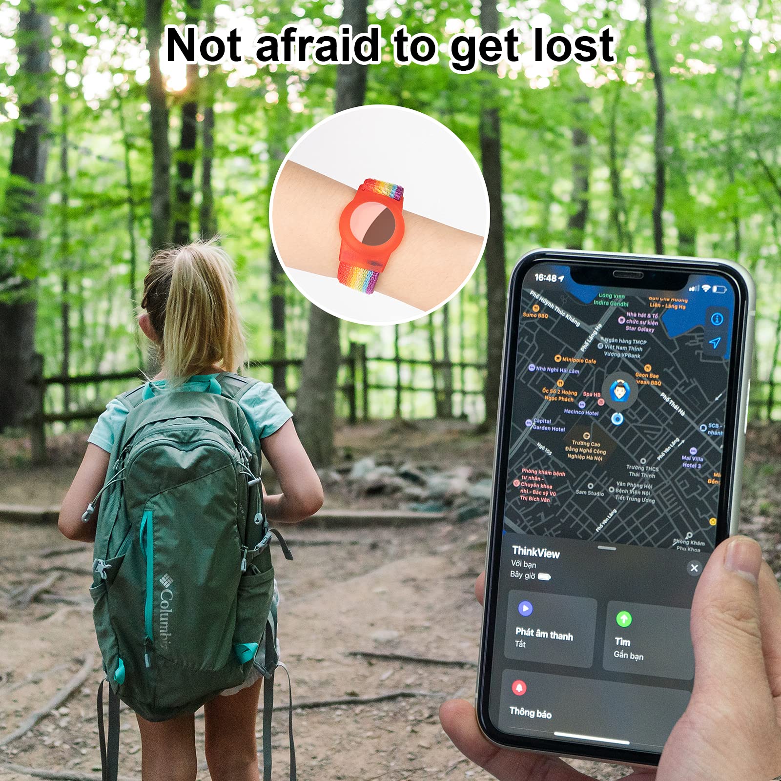 4 Pack Kids Wristband Compatible With Apple Airtag, Protective Case For Air Tag Gps Tracker Holder With Nylon Bracelet, Adjustab