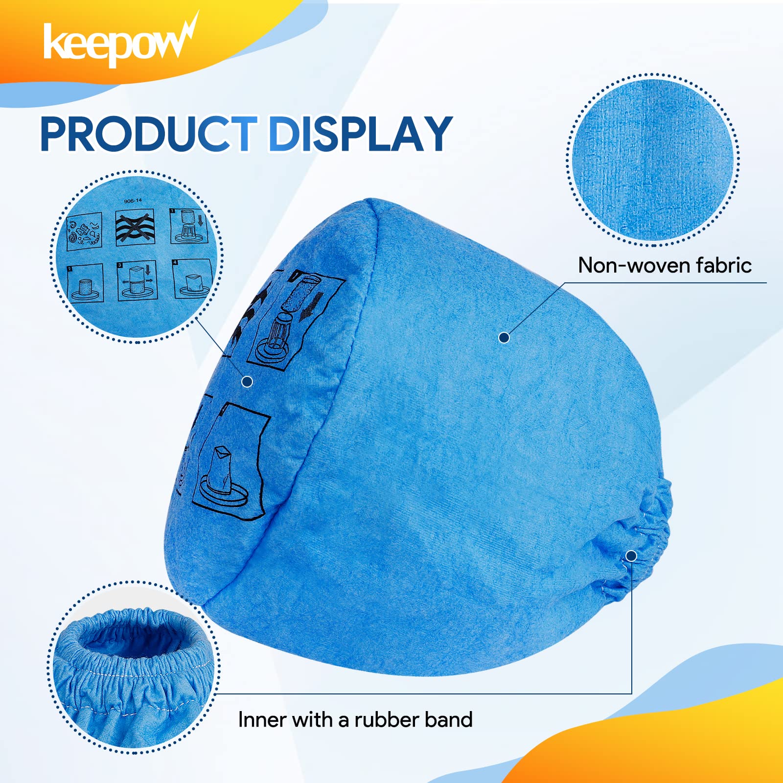 Keepow Vrc2 Cloth Filter Compatible With Vacmaster 1.5 To 3.2 Gallon Wet/Dry Vacuums, Also Compatible With Shop Vac Aa155 Aa256