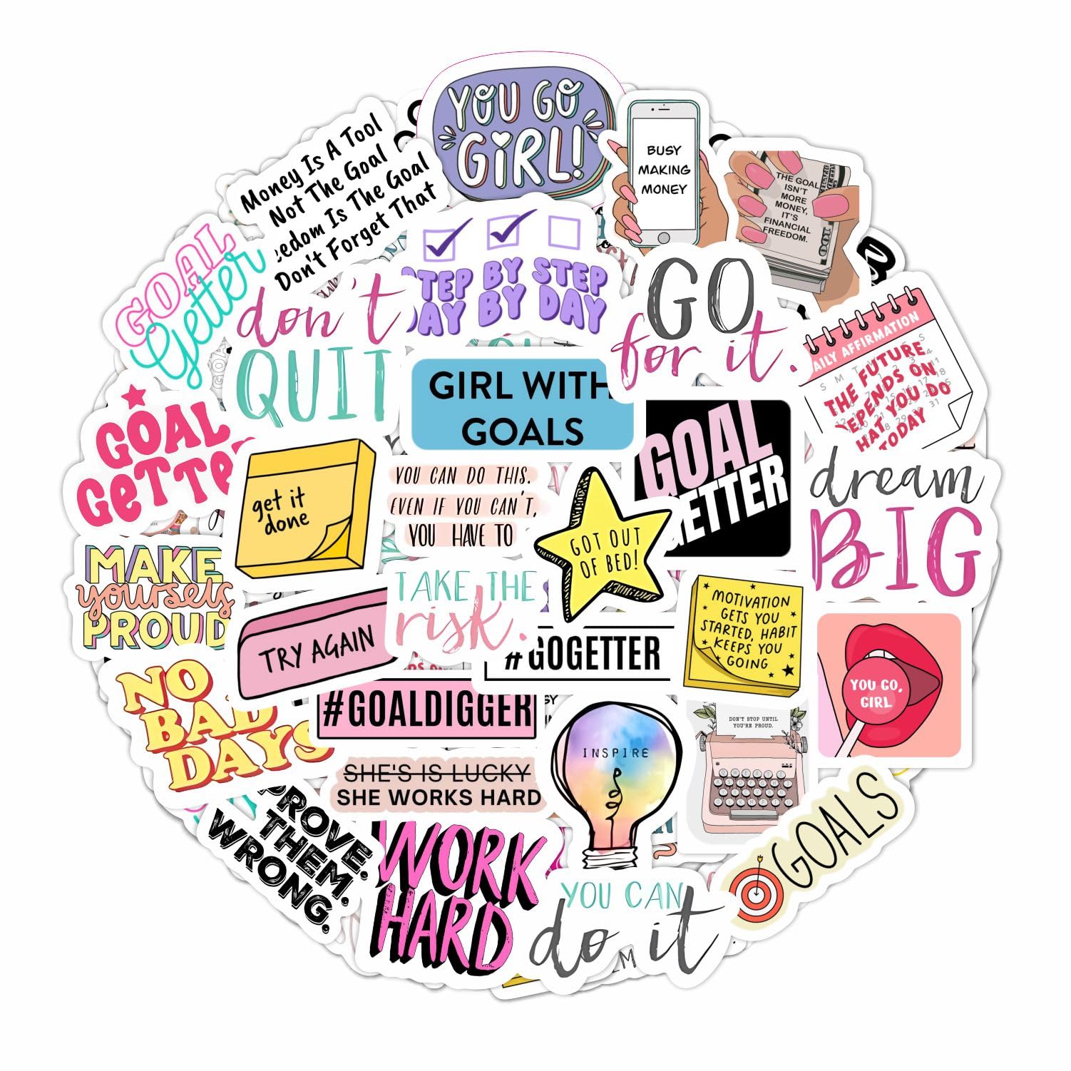 Motivational Stickers For Adults   Goal Getter Party Favors & Decorations, Waterproof Vinyl Inspirational Decals For Water Bottl