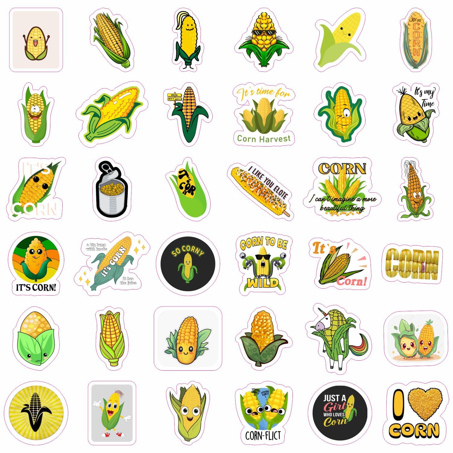 Corn Stickers For Water Bottle And Laptop   Corn Party Favors & Decorations, Waterproof Vinyl Decals, Cute Vegetable And Farm St