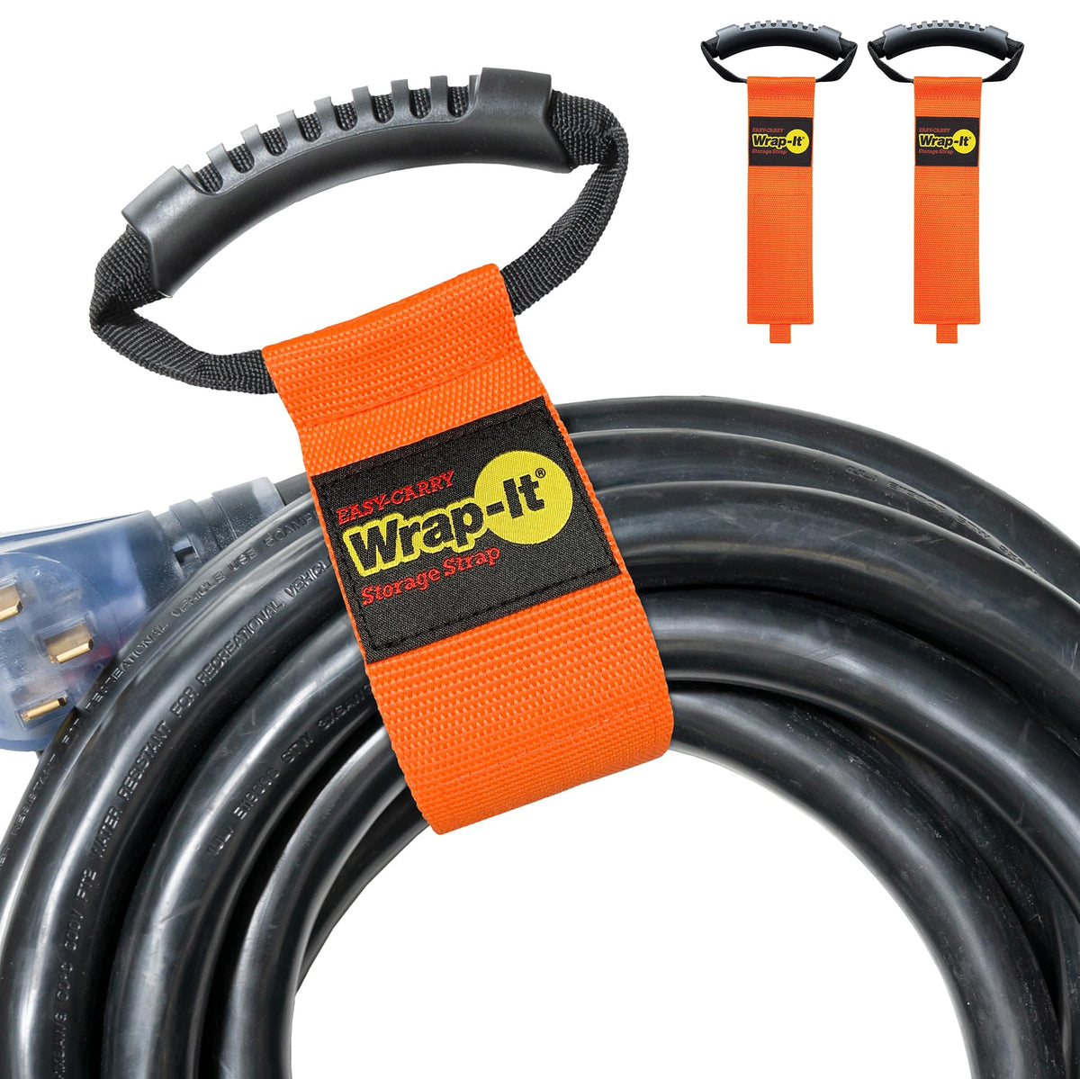 Easy Carry Wrap It Storage Straps   22 (2 Pack) Blaze Orange   Heavy Duty Hook And Loop Cord Carrying Strap, Hanger, And Organiz