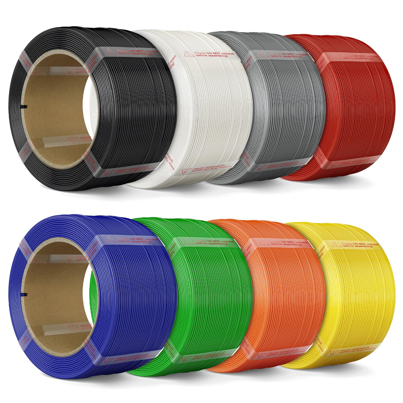 MarsWork PLA Filament Refill 1.75mm for 3D Printer- 8x250g Color Sampler for Reusable Spools, Try More Colors: Black, White, Ash