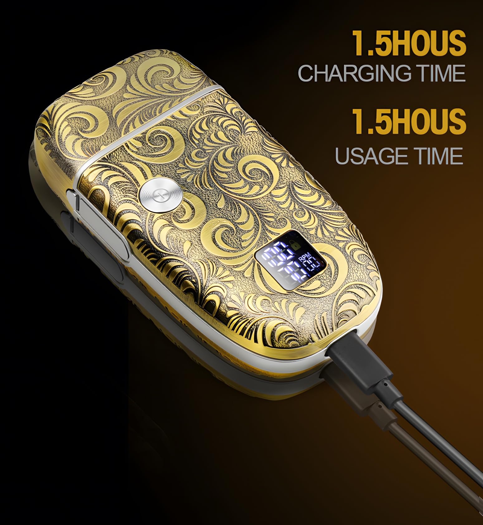 Comozon Electric Shavers For Men, Adjustable Speed Double Foil Shaver For Beard& Bald Head, Waterproof Big Capacity Battery Rech