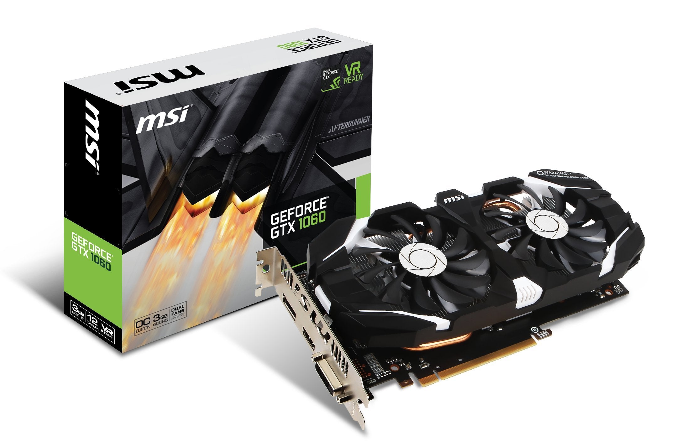 MSI GAMING GeForce GTX 1060 3GB GDRR5 192bit HDCP Support DirectX 12 Dual Fan VR Ready OC Graphics Card (GTX 1060 3GT OC)