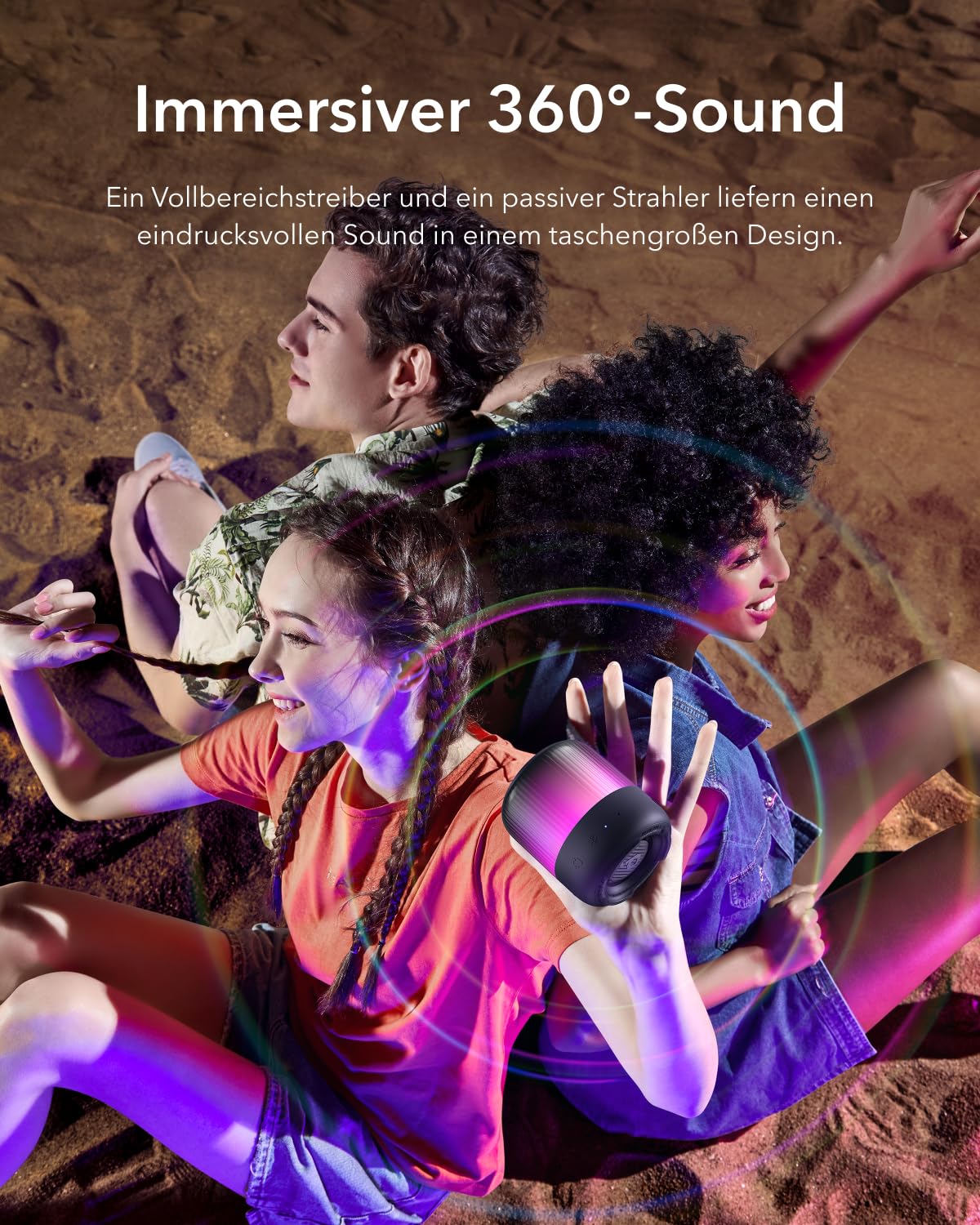 Soundcore Glow Mini Portable Speaker By Anker, Bluetooth Speaker With 360 Sound, Light Show, 12H Battery, Customizable Eq And Li