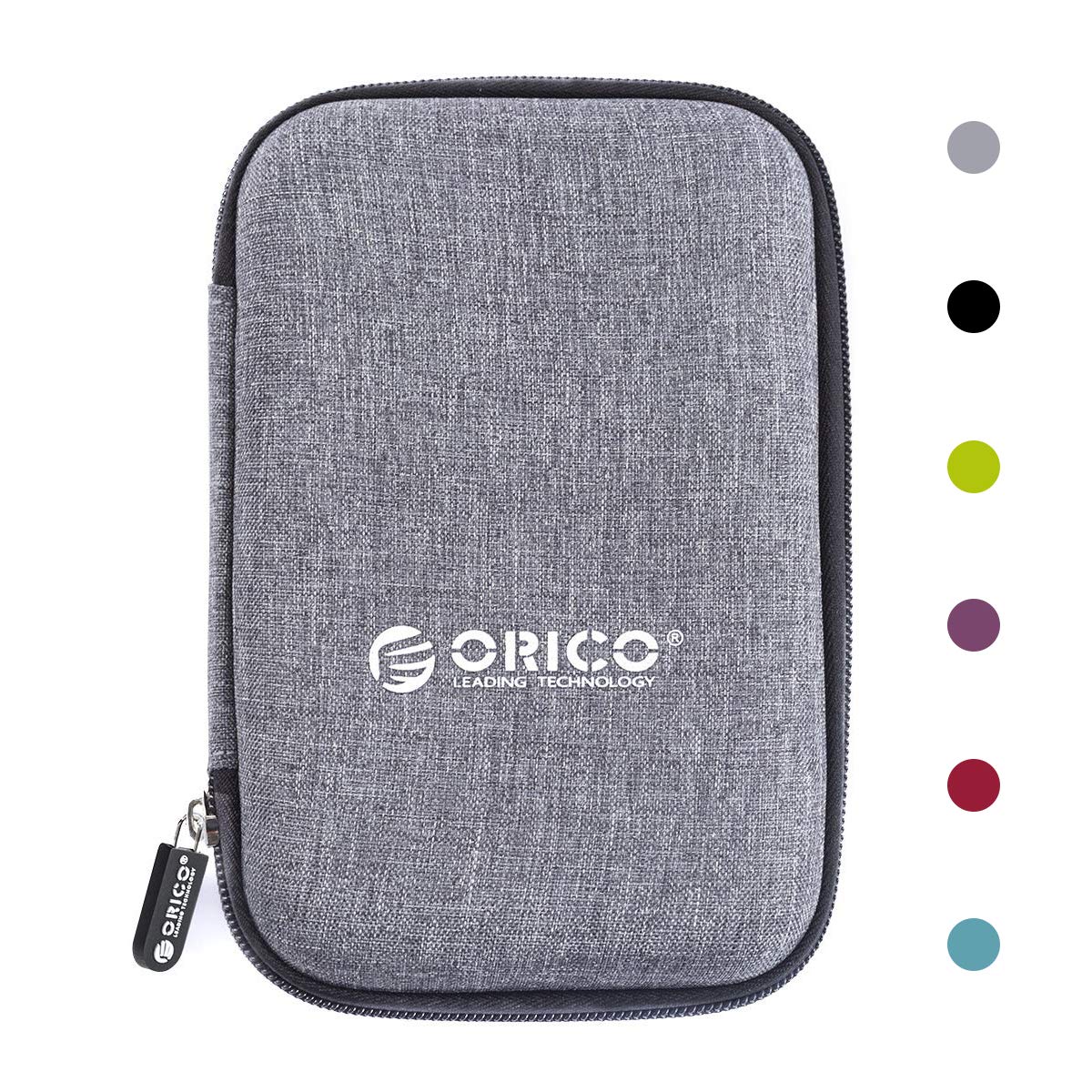 ORICO Hard Drive Case 2.5 inch External Drive Storage Carrying Bag Waterproof Shockproof with Inner Size 5.5x3.5x1.0inch for Organizing HDD and Electronic Accessories,Grey(PHD 25)