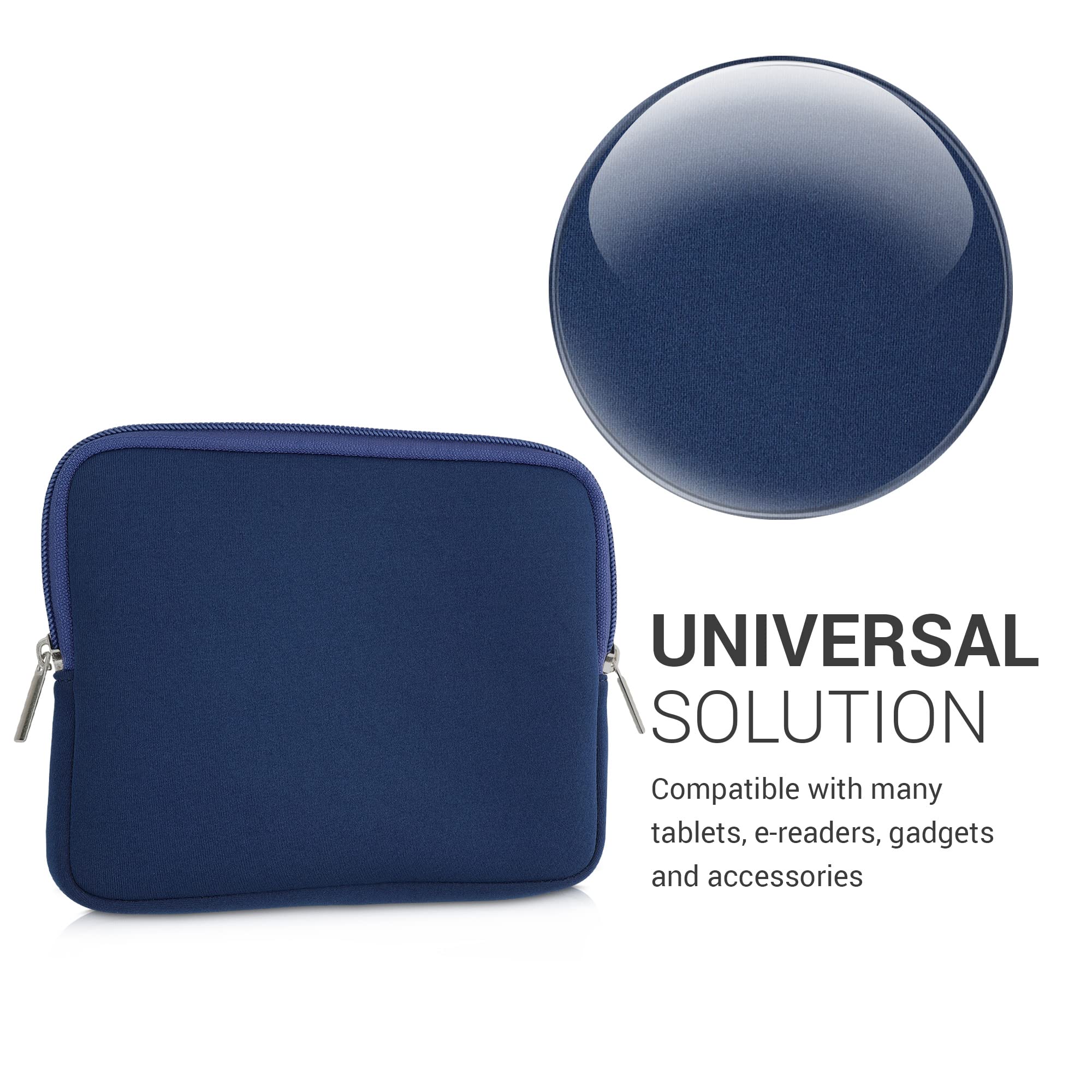 Kwmobile Neoprene E Reader Pouch Size 6,8 7'' Ereader   Universal Ebook Sleeve Case With Zipper   Dark Blue